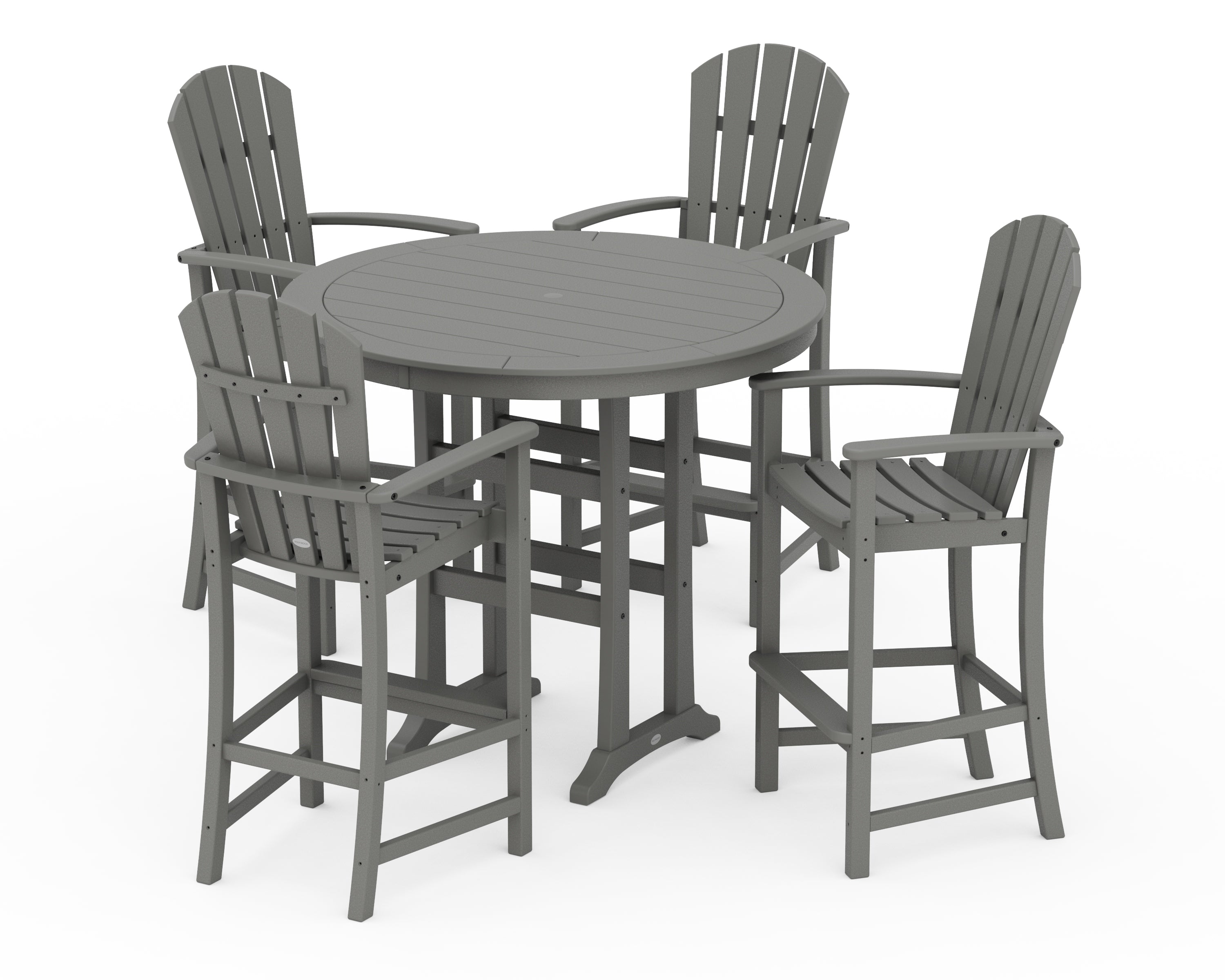 POLYWOOD Palm Coast 5-Piece Round Bar Set in Slate Grey