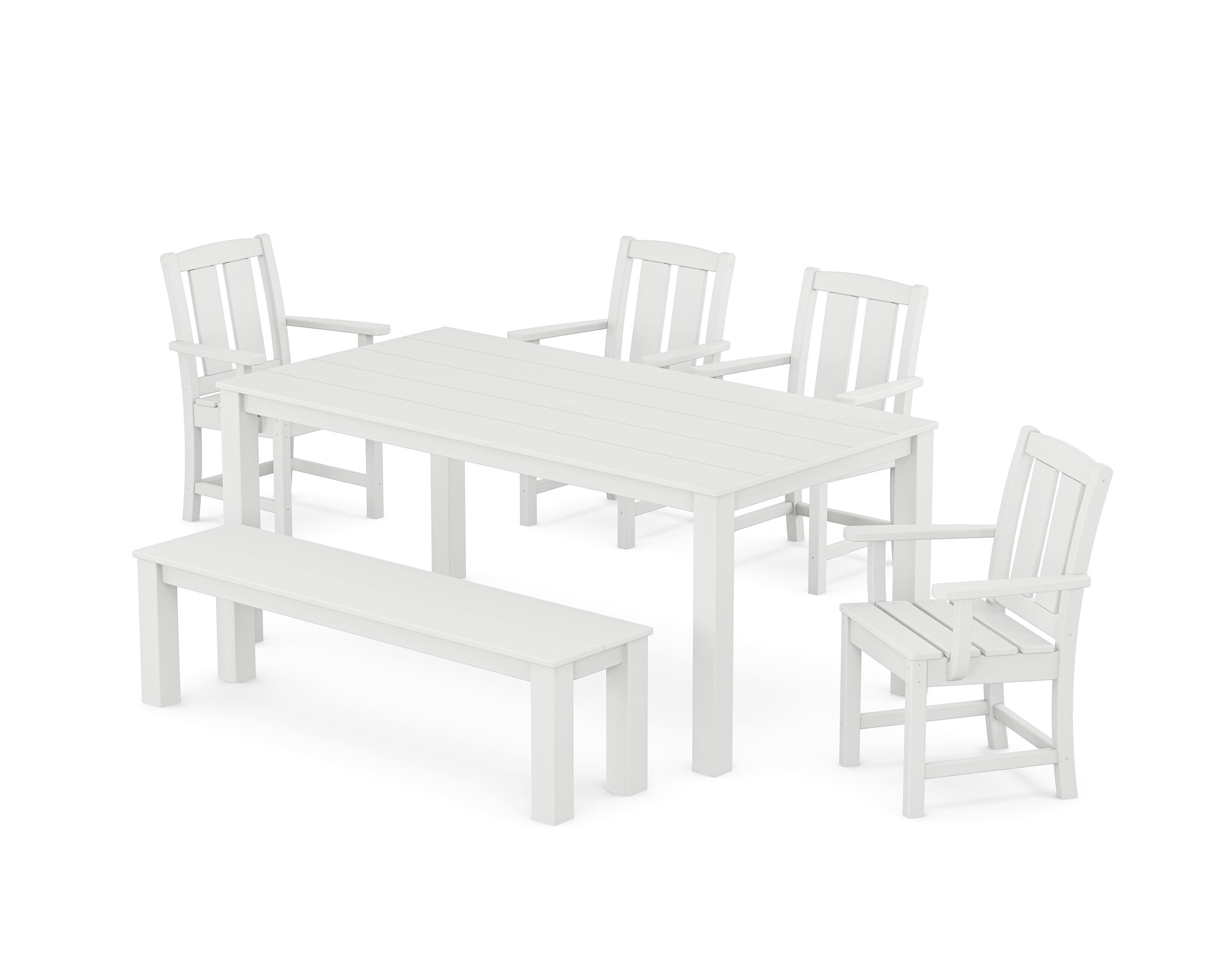 POLYWOOD® Mission 6-Piece Parsons Dining Set with Bench in White