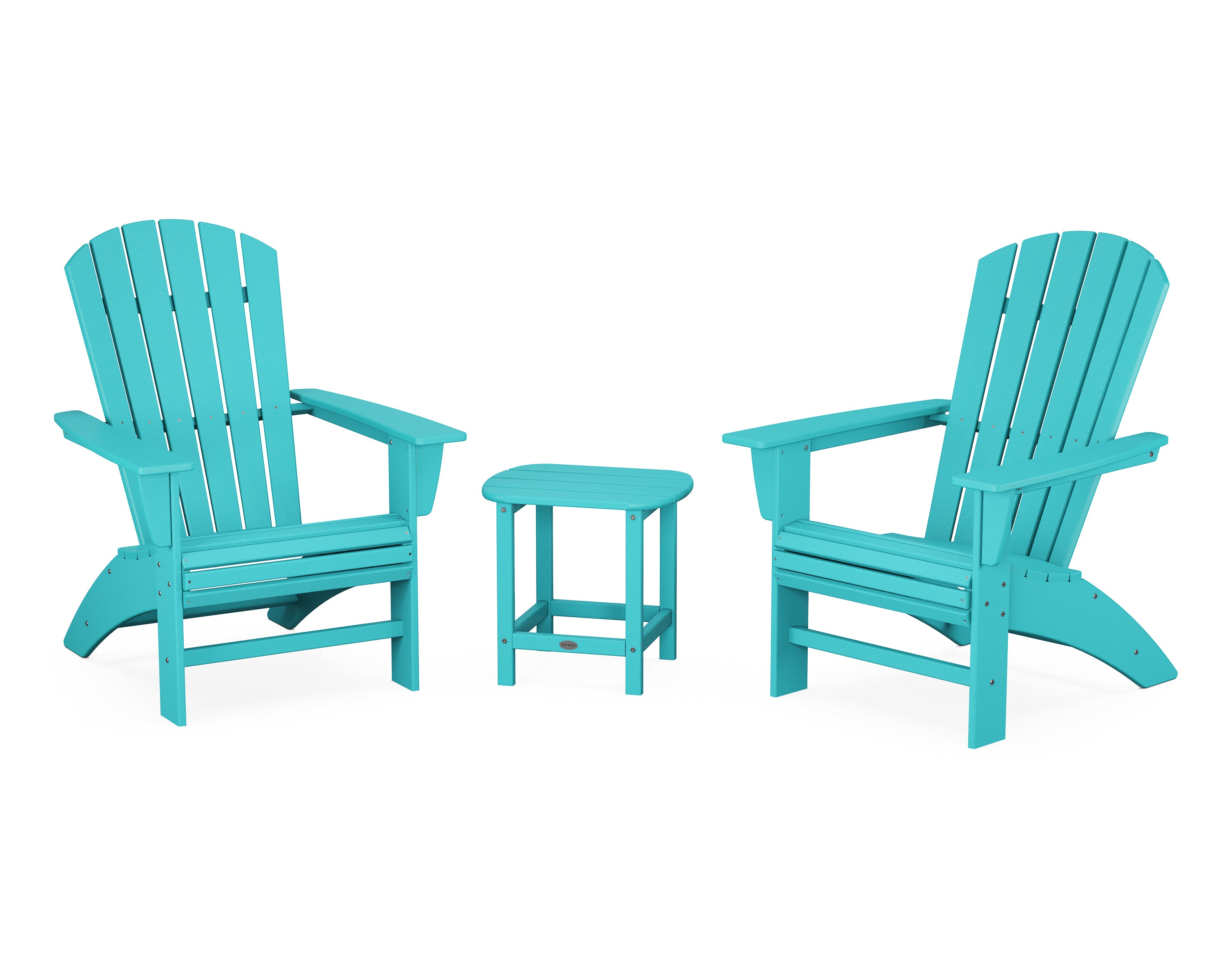 POLYWOOD® Nautical 3-Piece Curveback Adirondack Set in Aruba