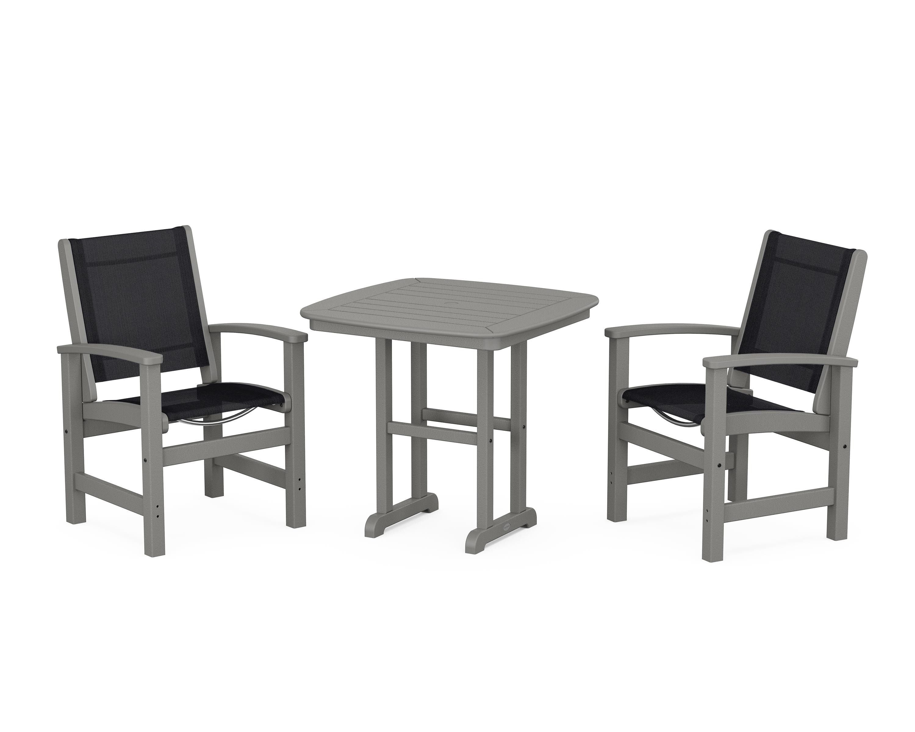 POLYWOOD Coastal 3-Piece Dining Set in Slate Grey / Black Sling