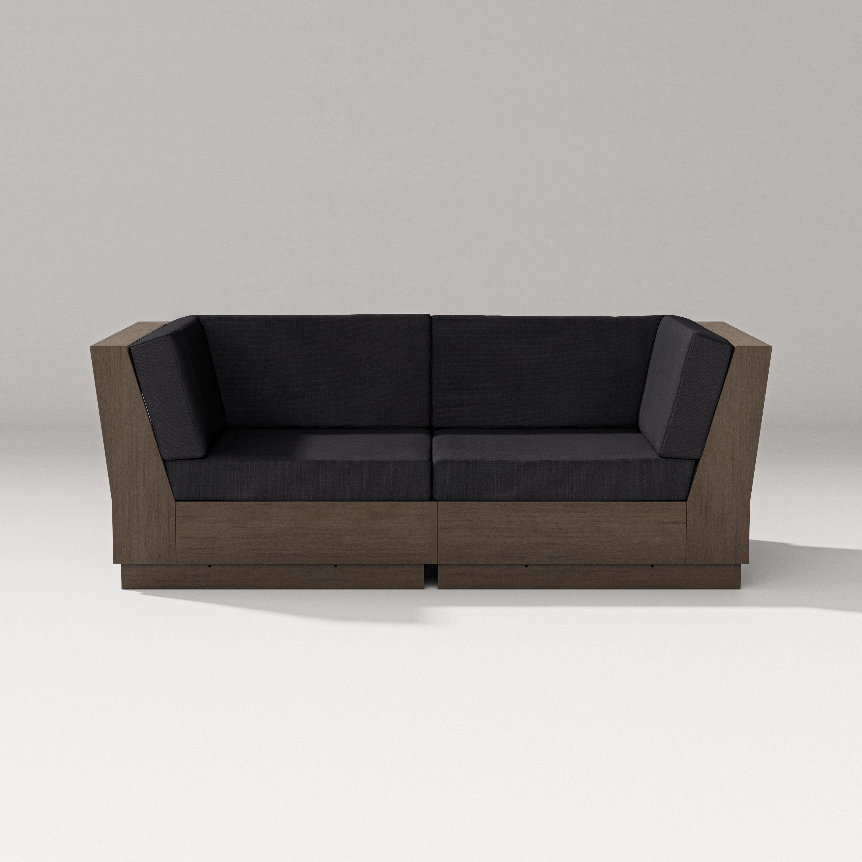 PW Designer Series Elevate Loveseat Sectional in Kona / Midnight Linen