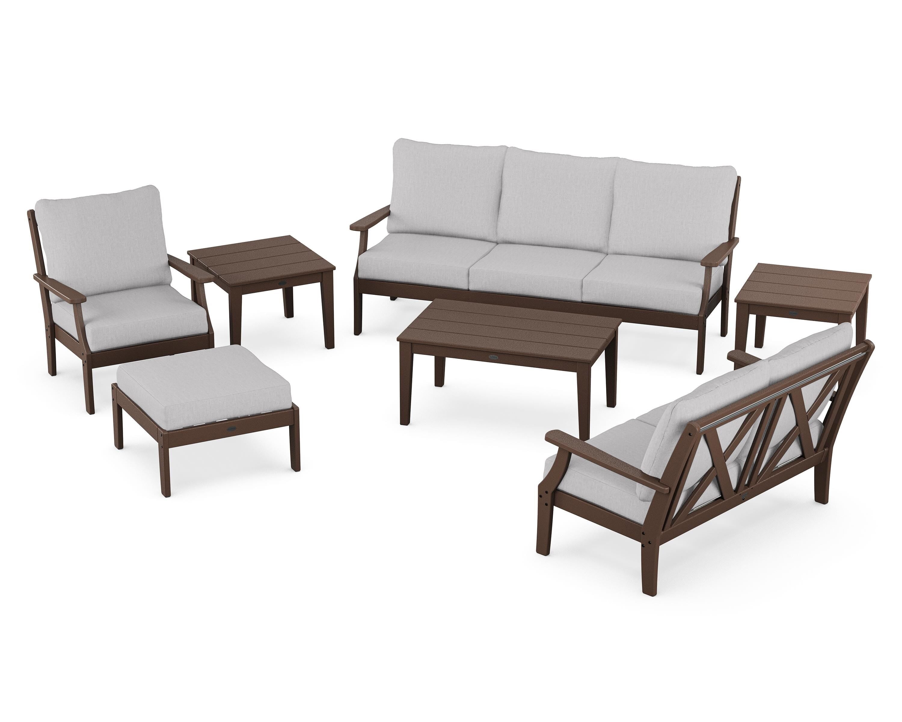 POLYWOOD Braxton 7-Piece Deep Seating Set in Mahogany / Granite