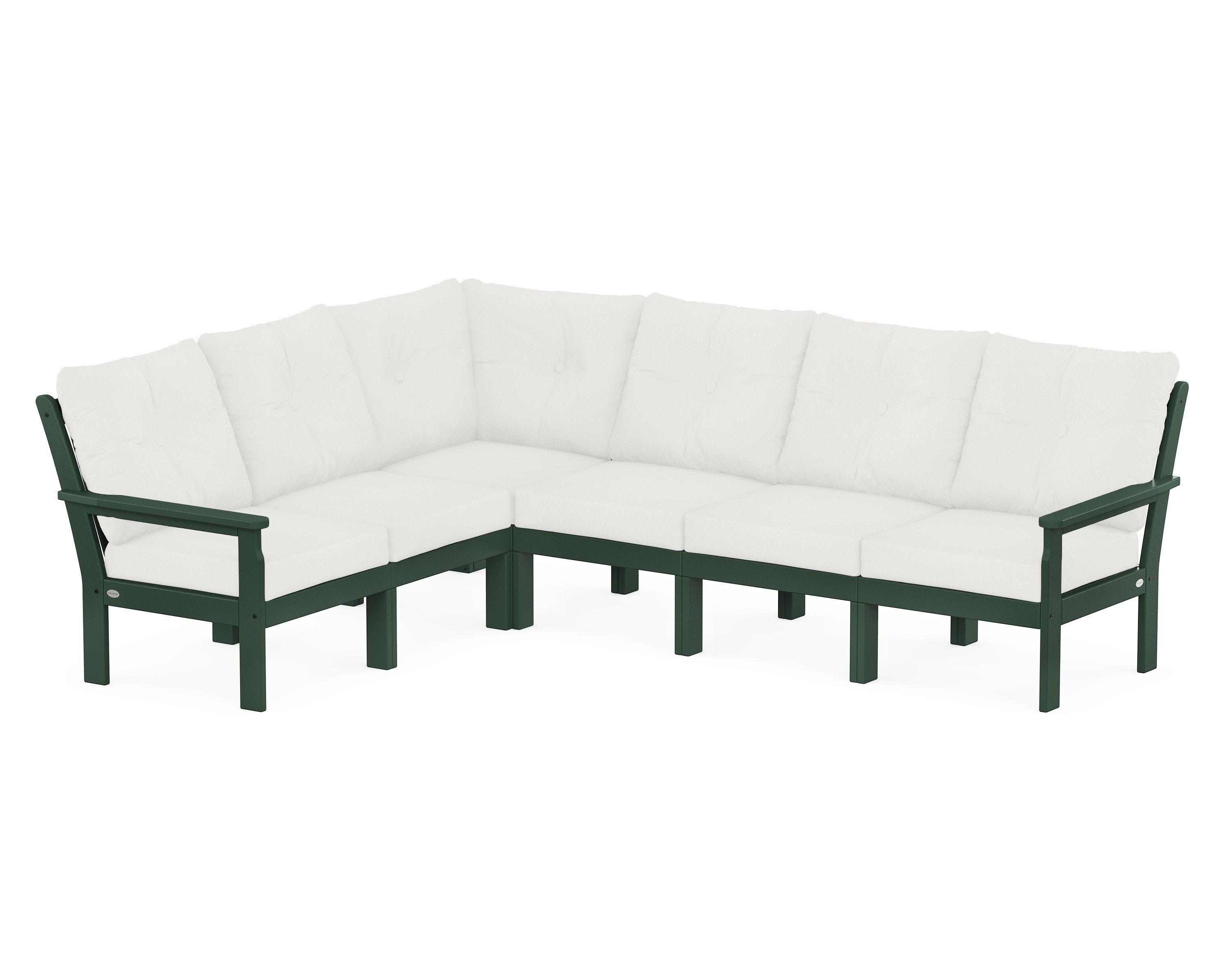 POLYWOOD Vineyard 6-Piece Sectional in Green / Natural Linen
