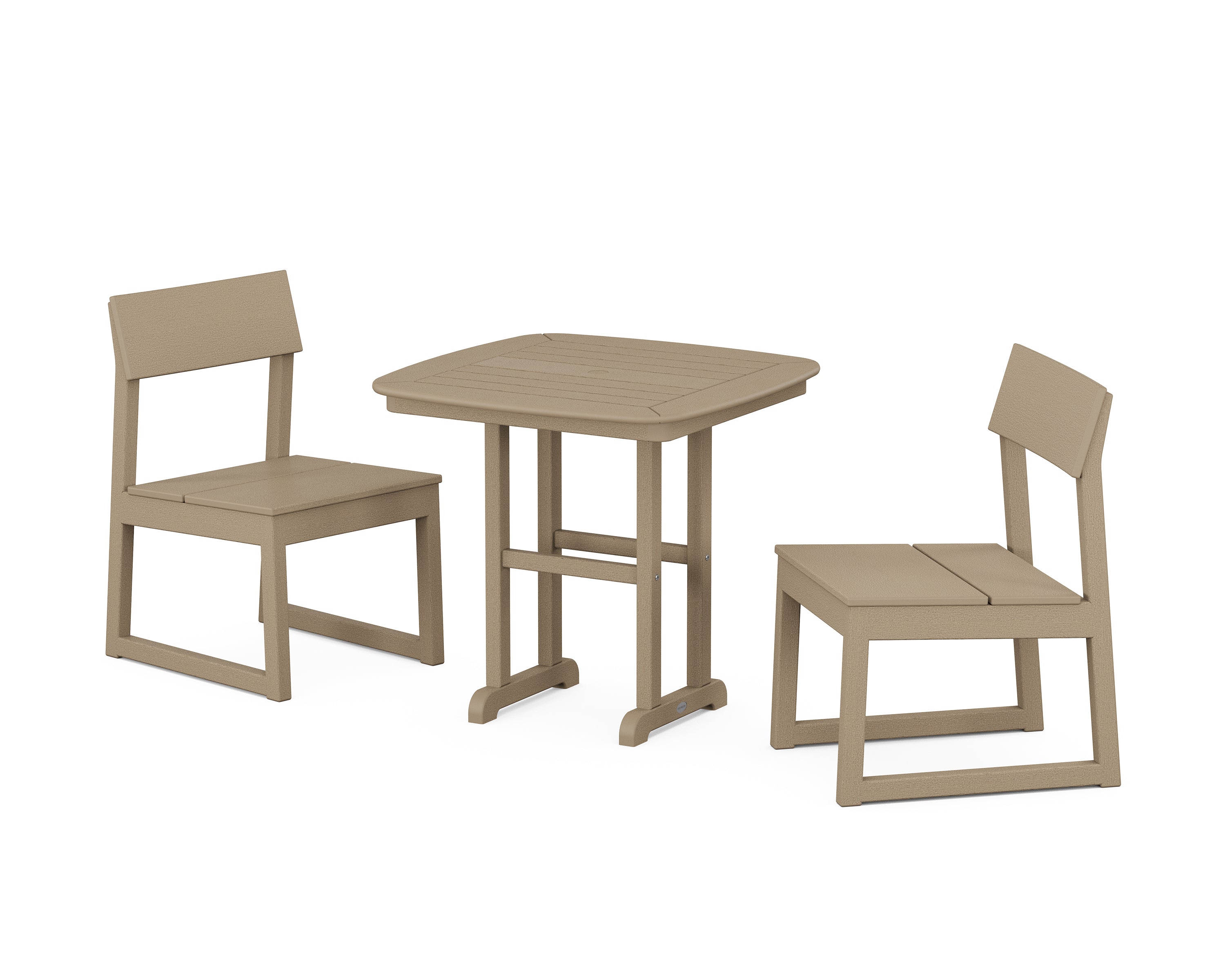 POLYWOOD® EDGE Side Chair 3-Piece Dining Set in Vintage Sahara