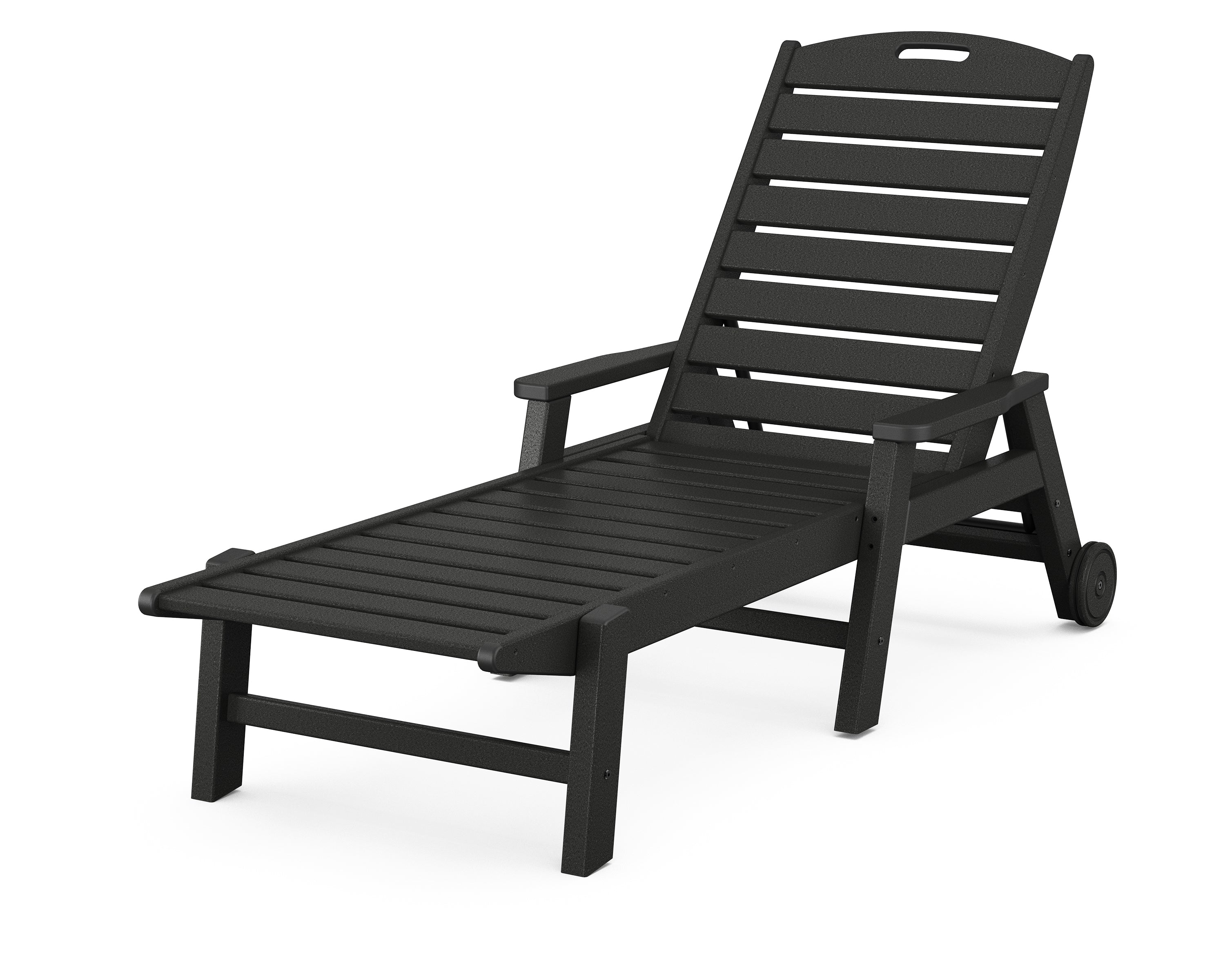 POLYWOOD® Nautical Chaise with Arms & Wheels in Black