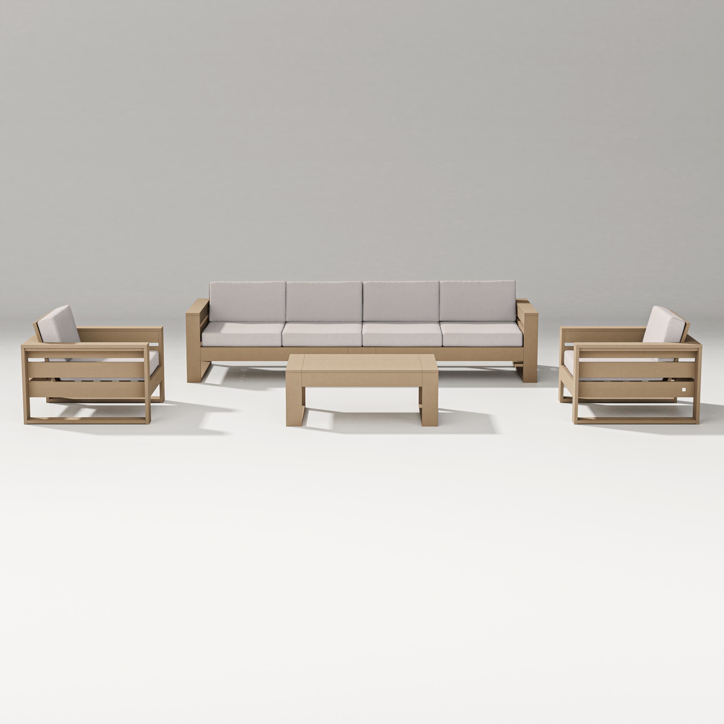 PW Designer Series Latitude 5-Piece Lounge Sofa Set in Vintage Sahara / Dune Burlap