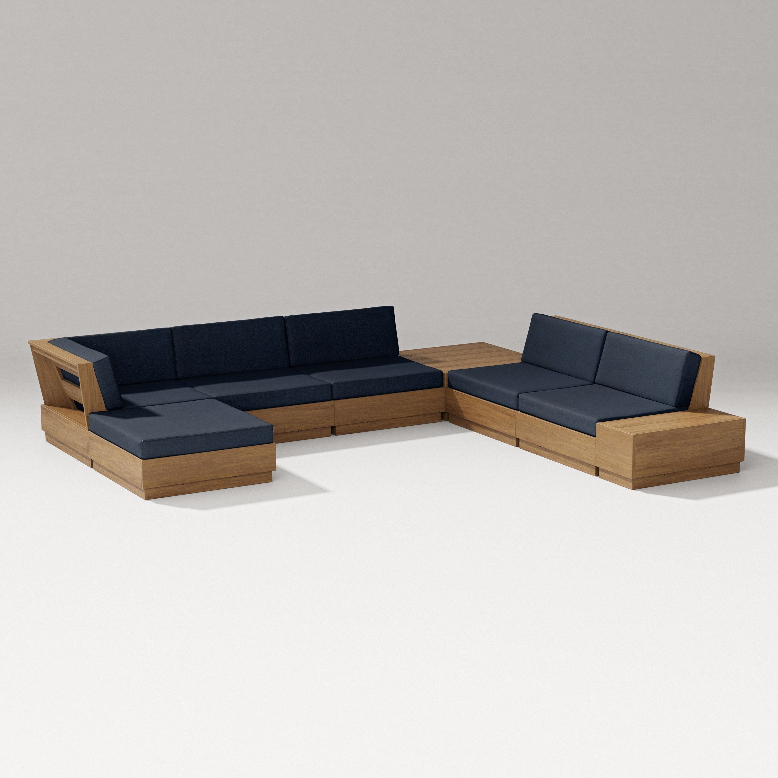 PW Designer Series Elevate 8-Piece Corner Sectional in Natural / Marine Indigo