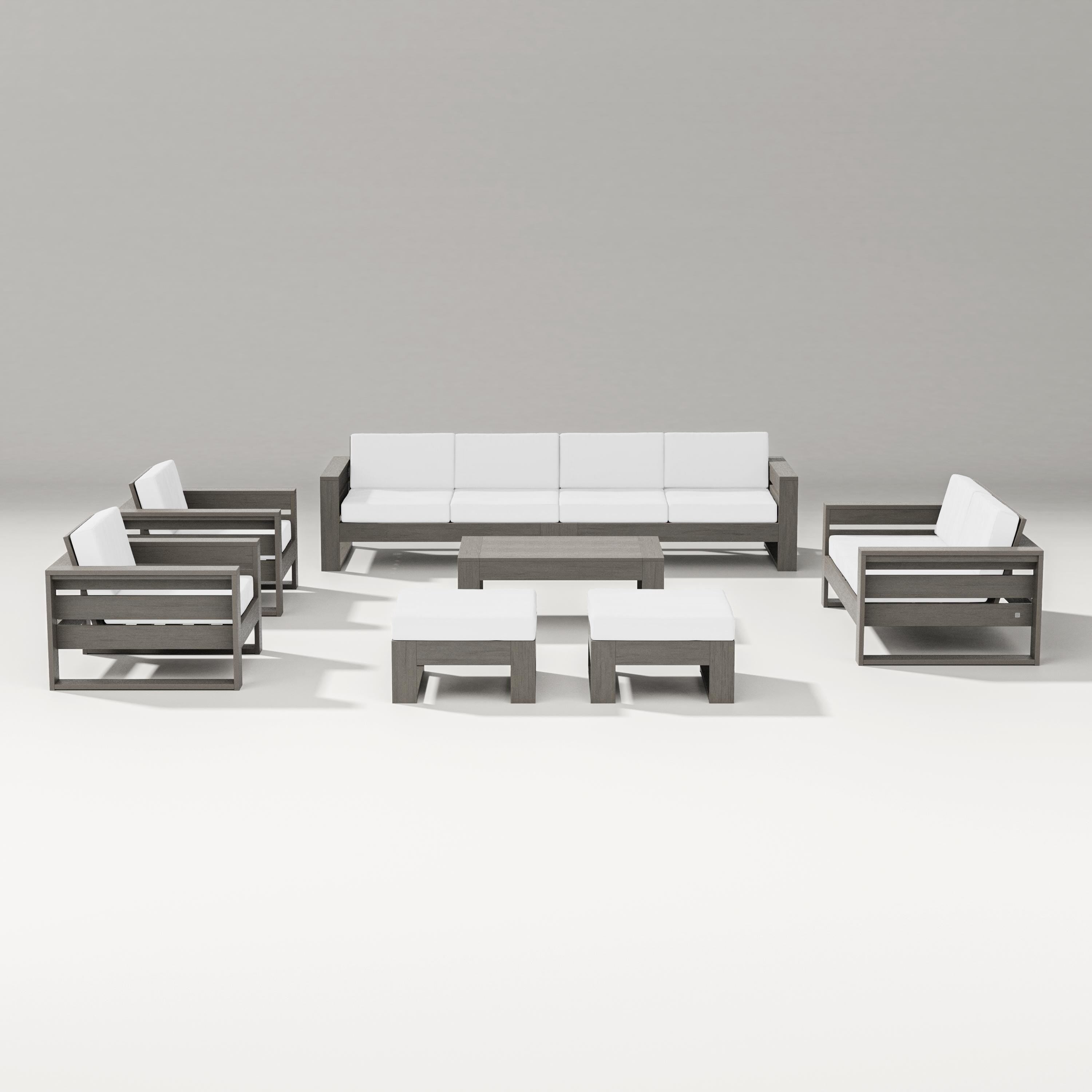 PW Designer Series Latitude 8-Piece Lounge Sofa Set in Driftwood / Natural