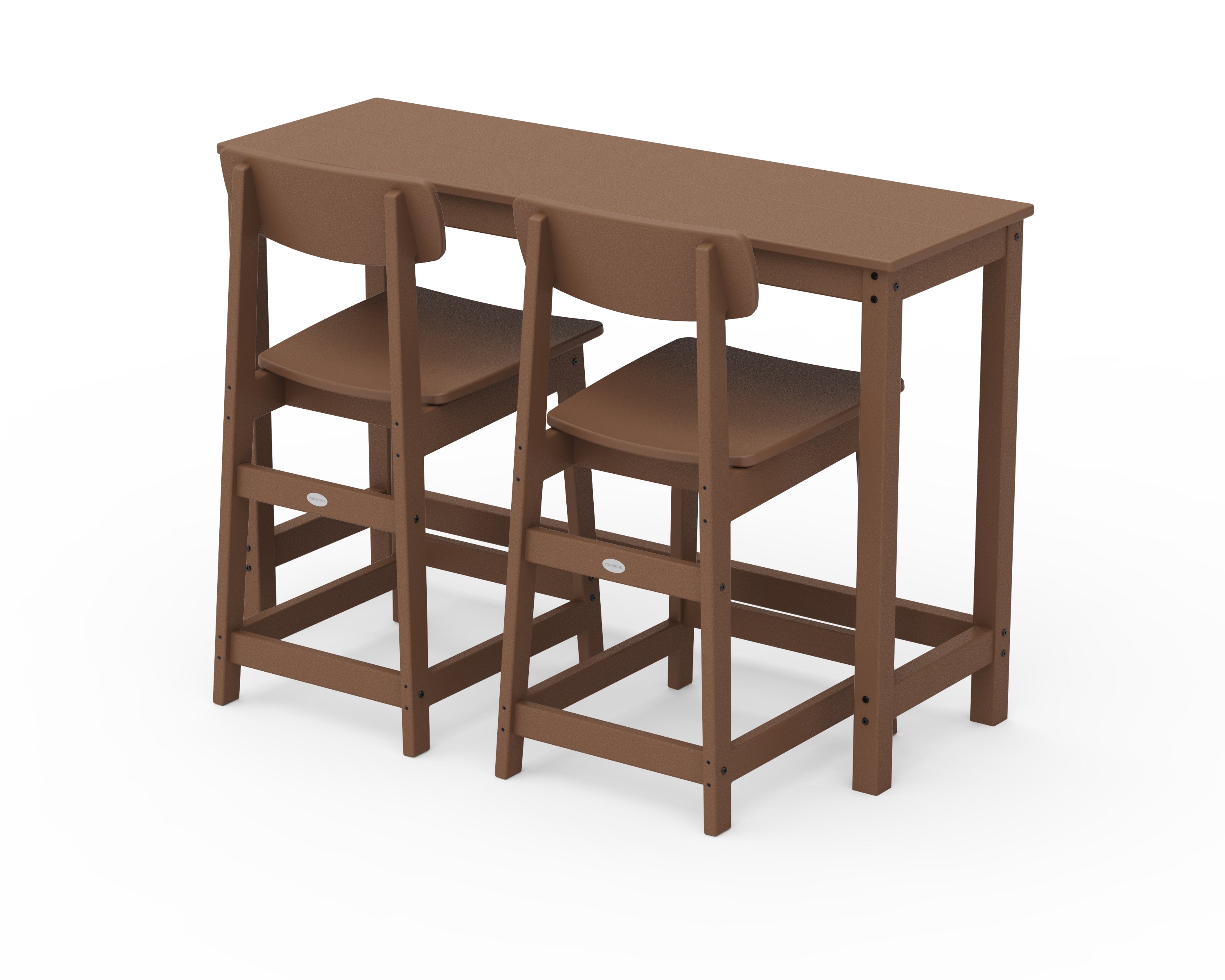 POLYWOOD Modern Studio Urban Counter Chair 3-Piece Balcony Set in Teak