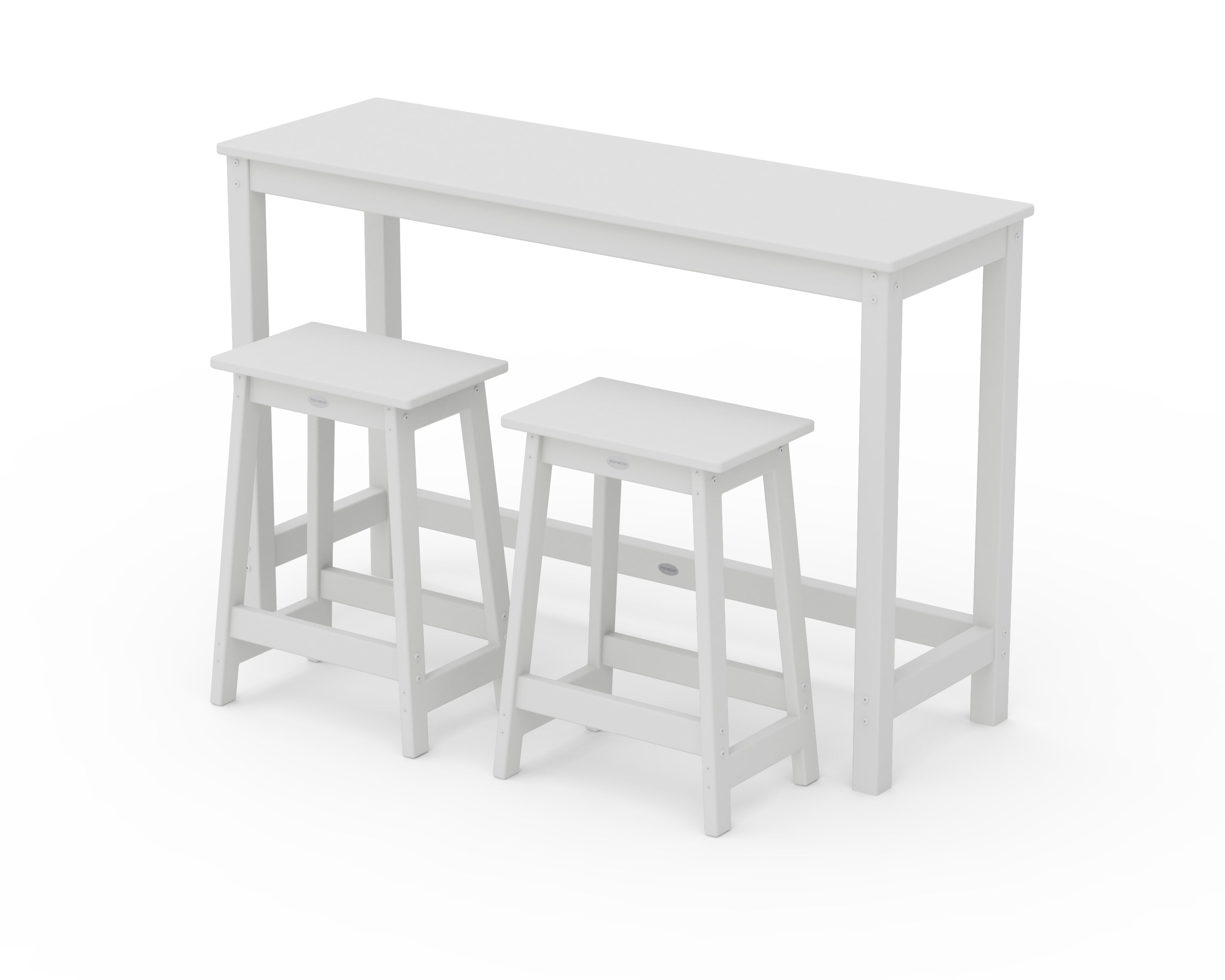 POLYWOOD Modern Studio Stool 3-Piece Counter Balcony Set in White