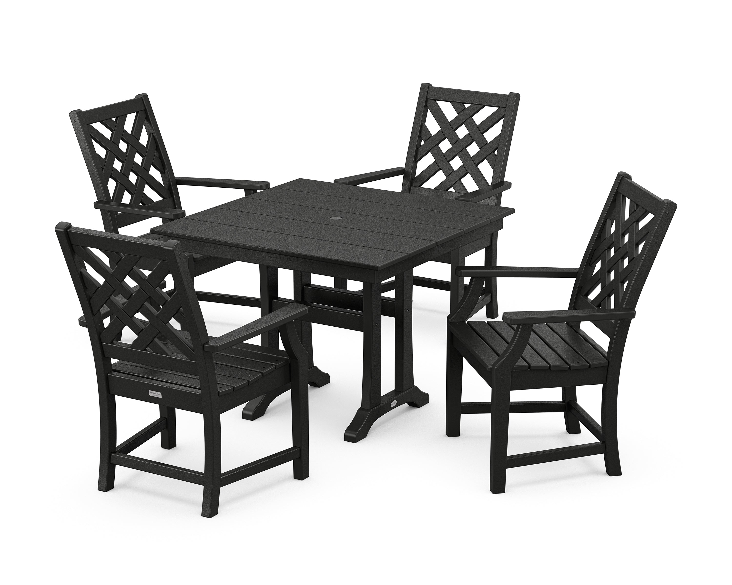 Country Living Wovendale 5-Piece Farmhouse Dining Set with Trestle Legs in Black