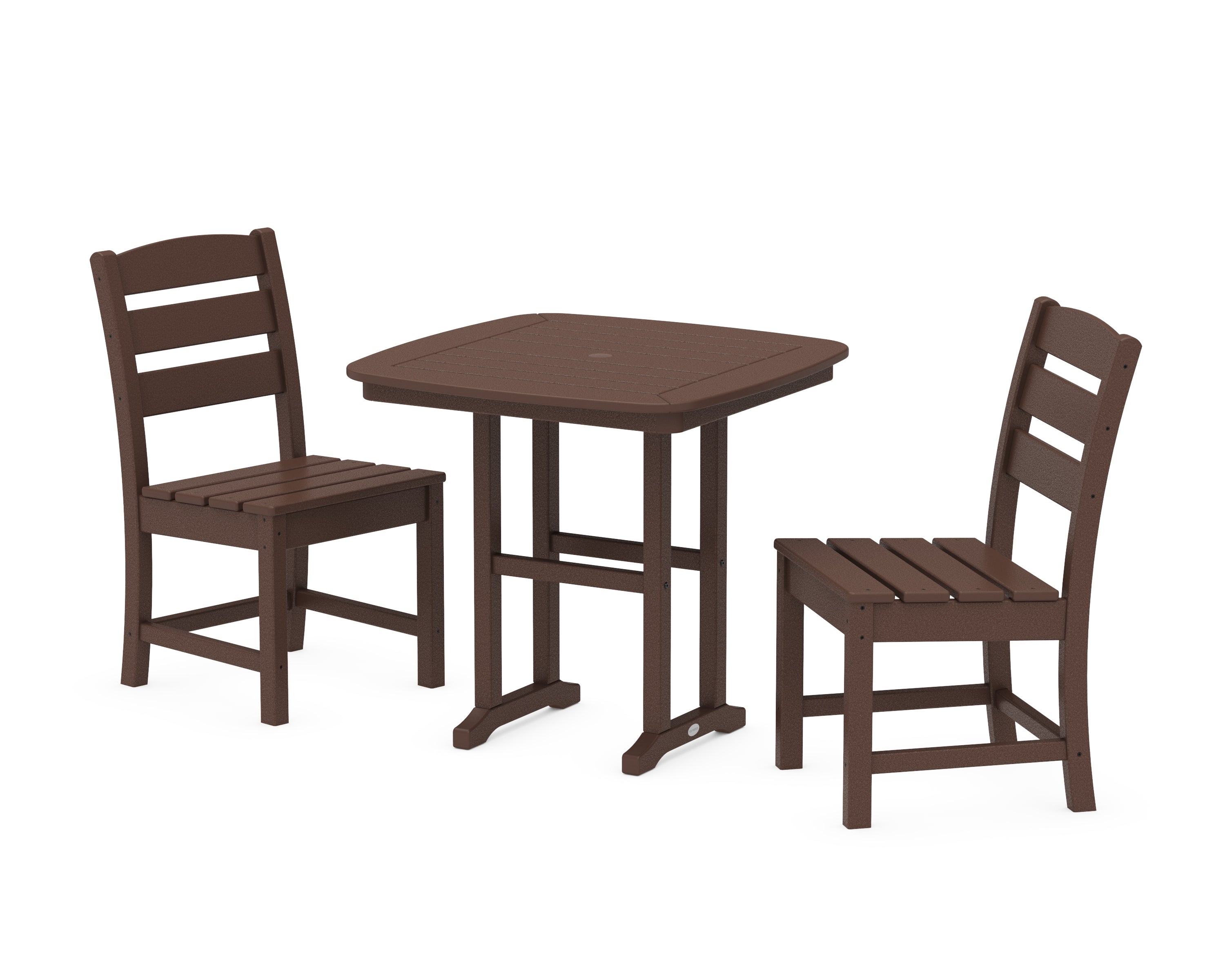POLYWOOD Lakeside Side Chair 3-Piece Dining Set in Mahogany