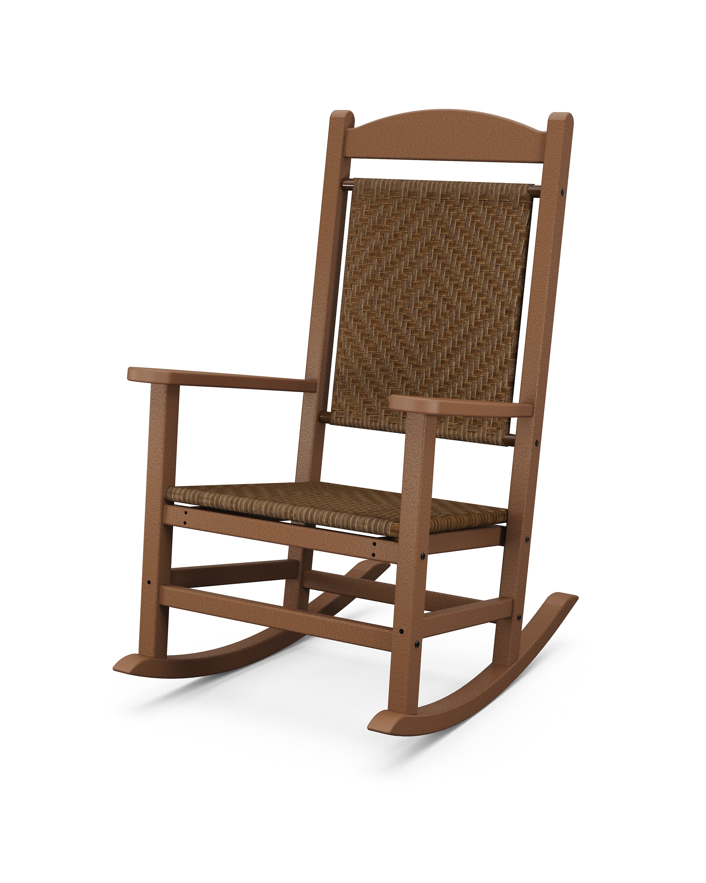 POLYWOOD® Presidential Woven Rocking Chair in Teak / Tigerwood