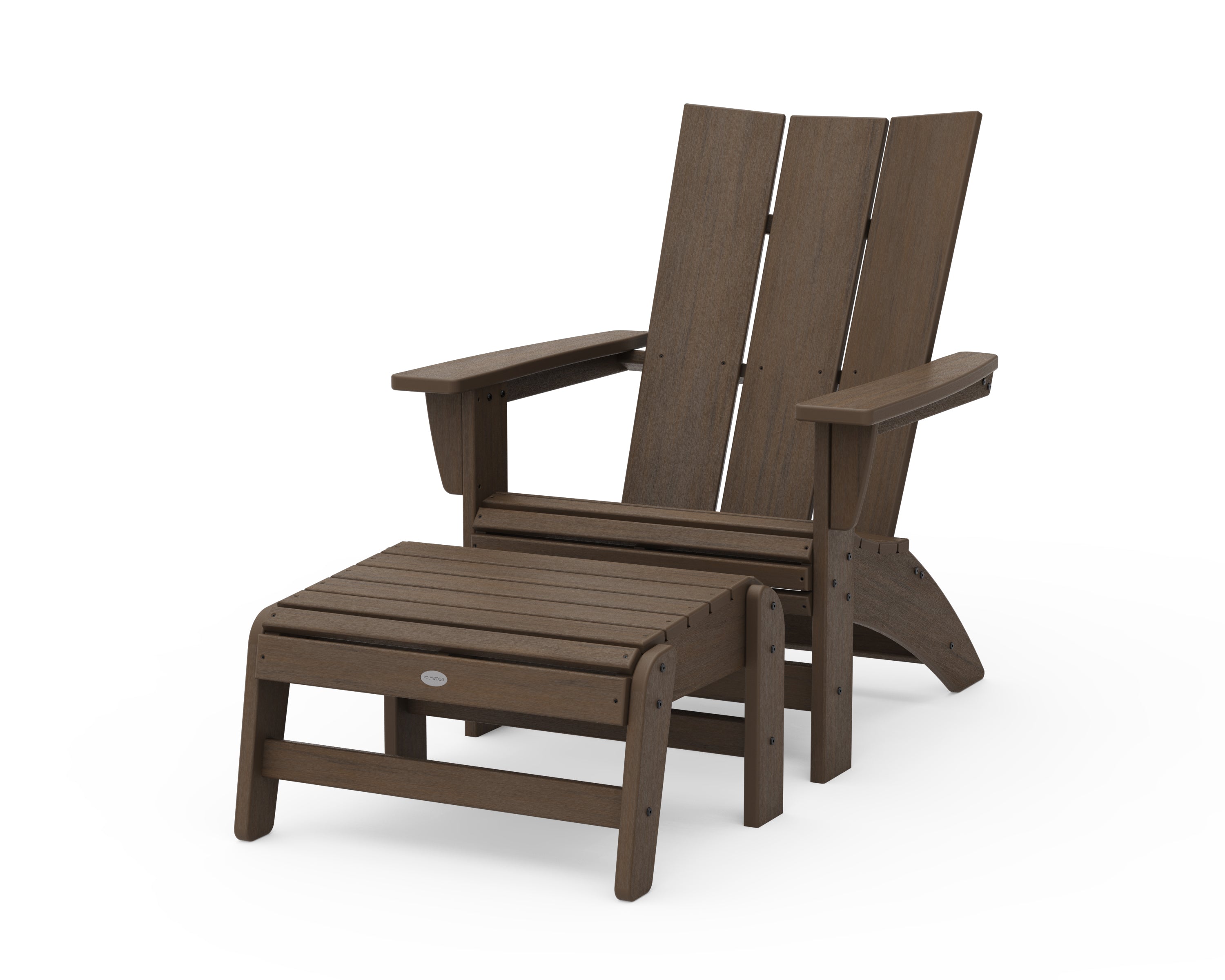 POLYWOOD Modern Grand Adirondack Chair with Ottoman in Kona