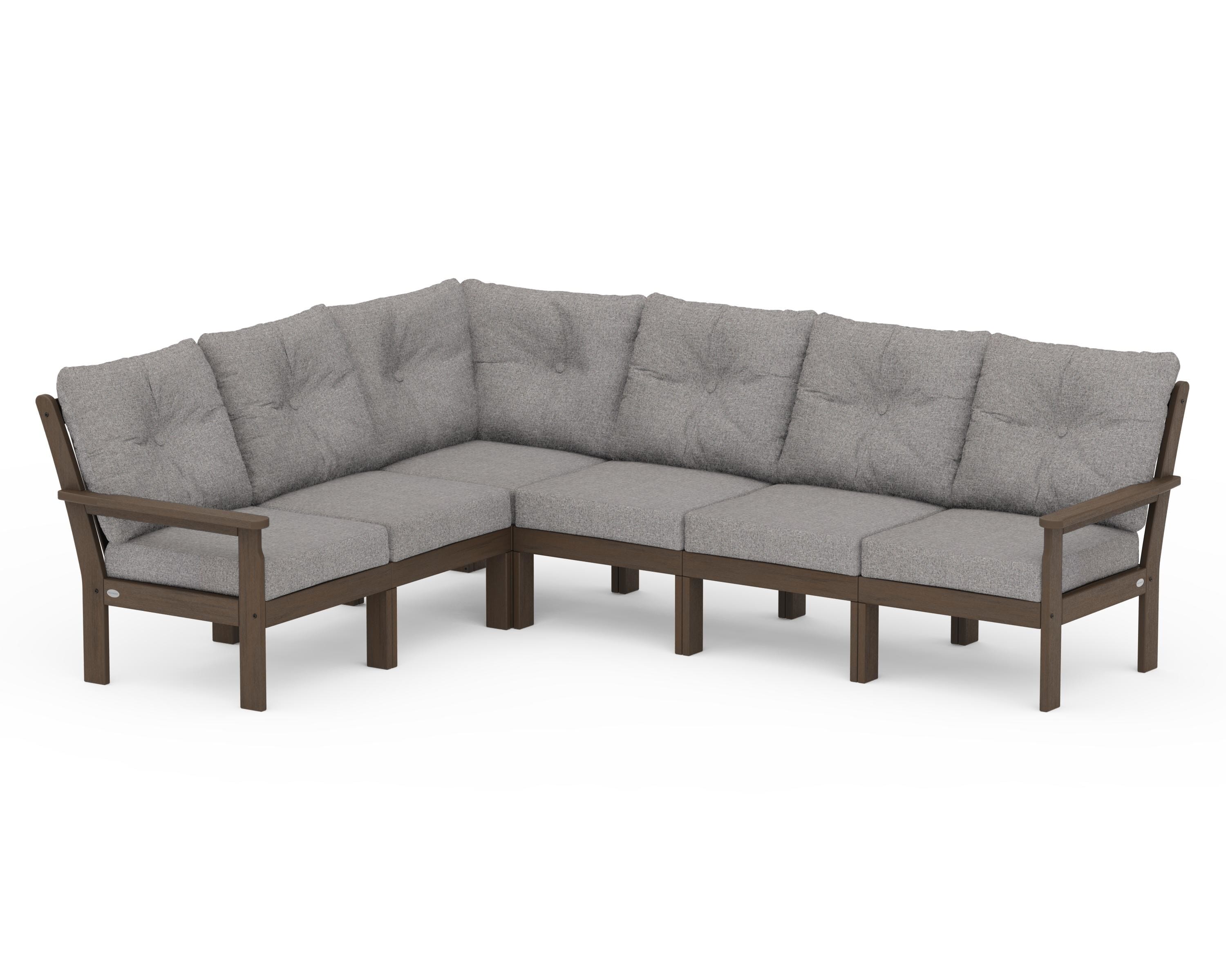 POLYWOOD Vineyard 6-Piece Sectional in Kona / Grey Mist