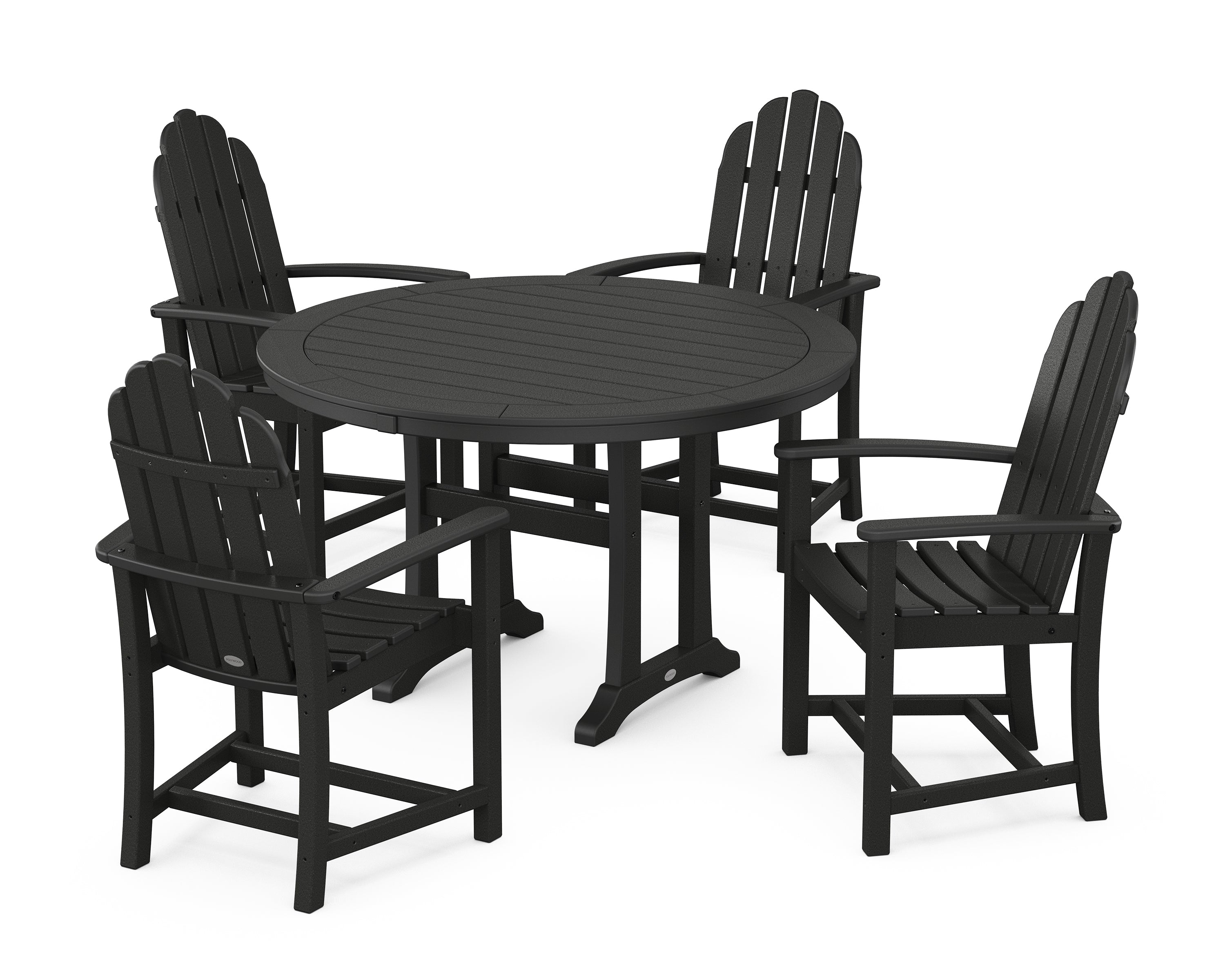 POLYWOOD® Classic Adirondack 5-Piece Round Dining Set with Trestle Legs in Black