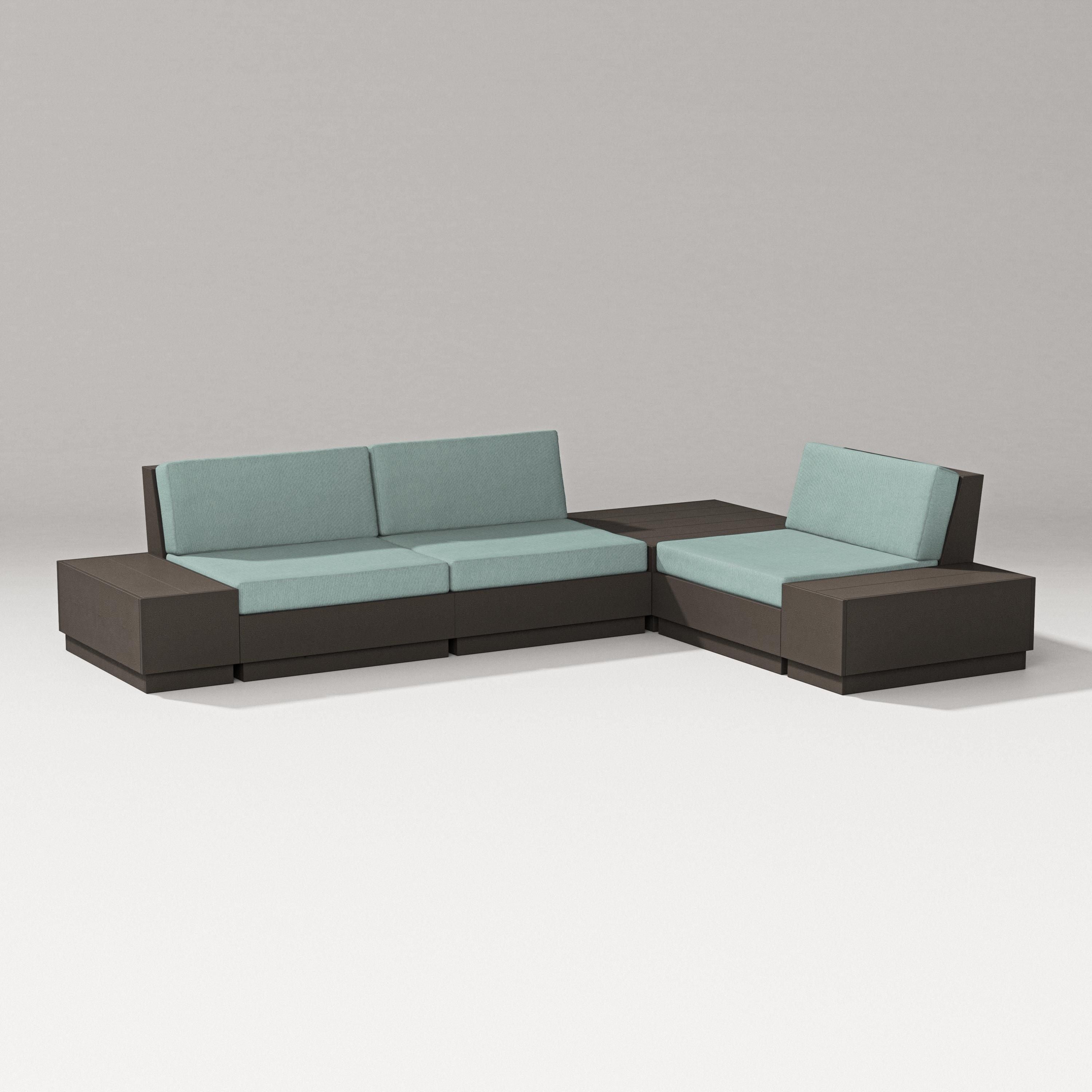 PW Designer Series Elevate 6-Piece Corner Sectional in Vintage Coffee / Glacier Spa