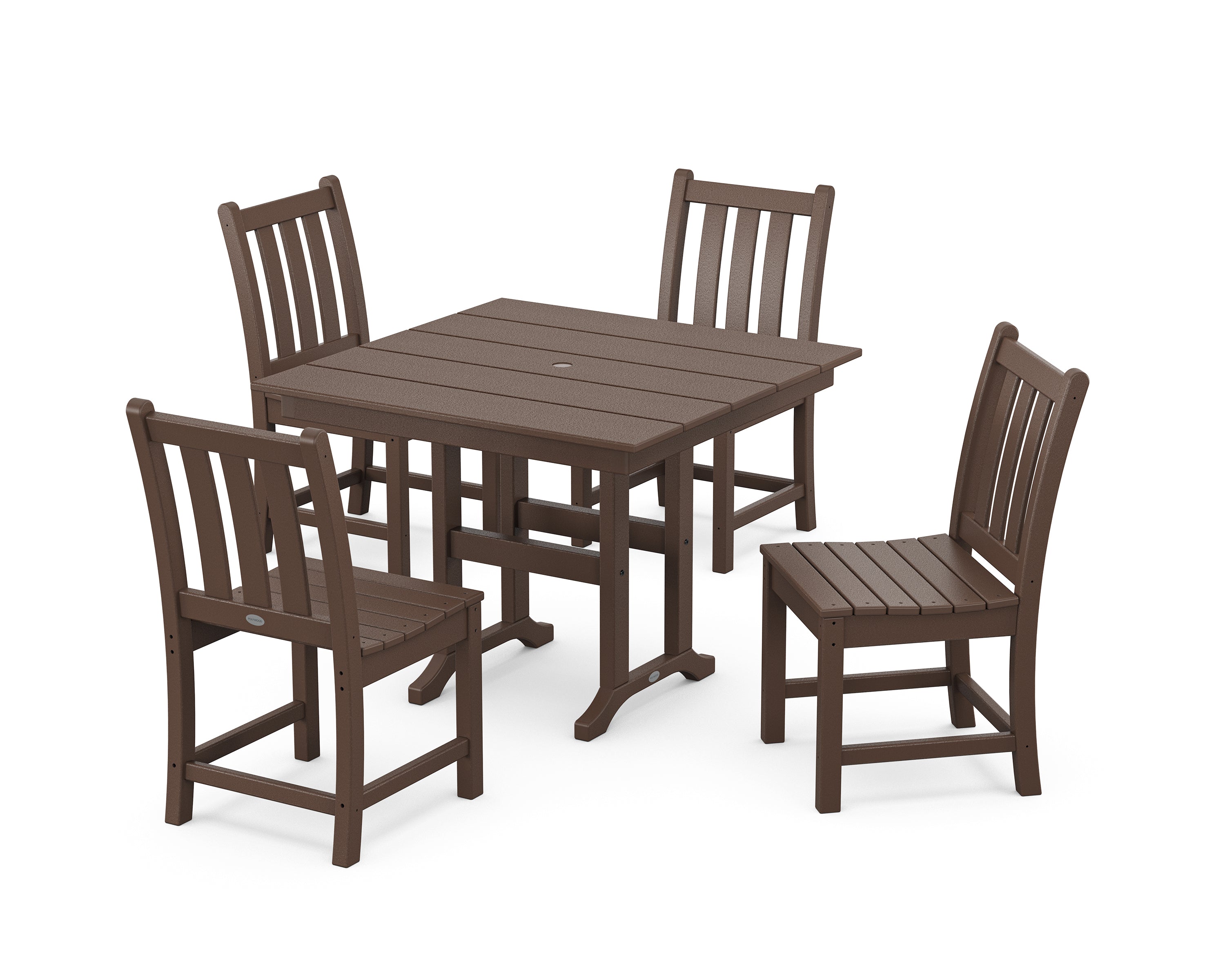 POLYWOOD® Traditional Garden Side Chair 5-Piece Farmhouse Dining Set in Mahogany