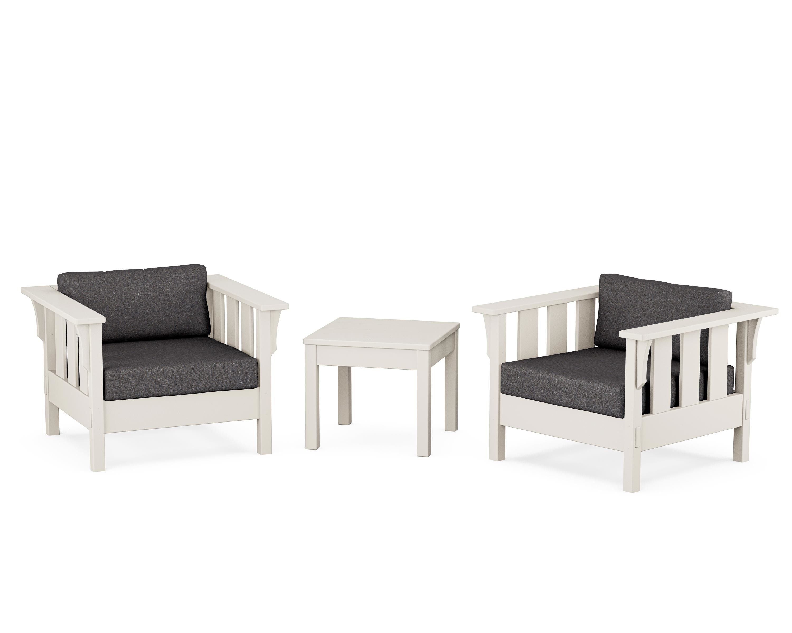 Martha Stewart by POLYWOOD Acadia 3-Piece Deep Seating Set in Sand / Ash Charcoal