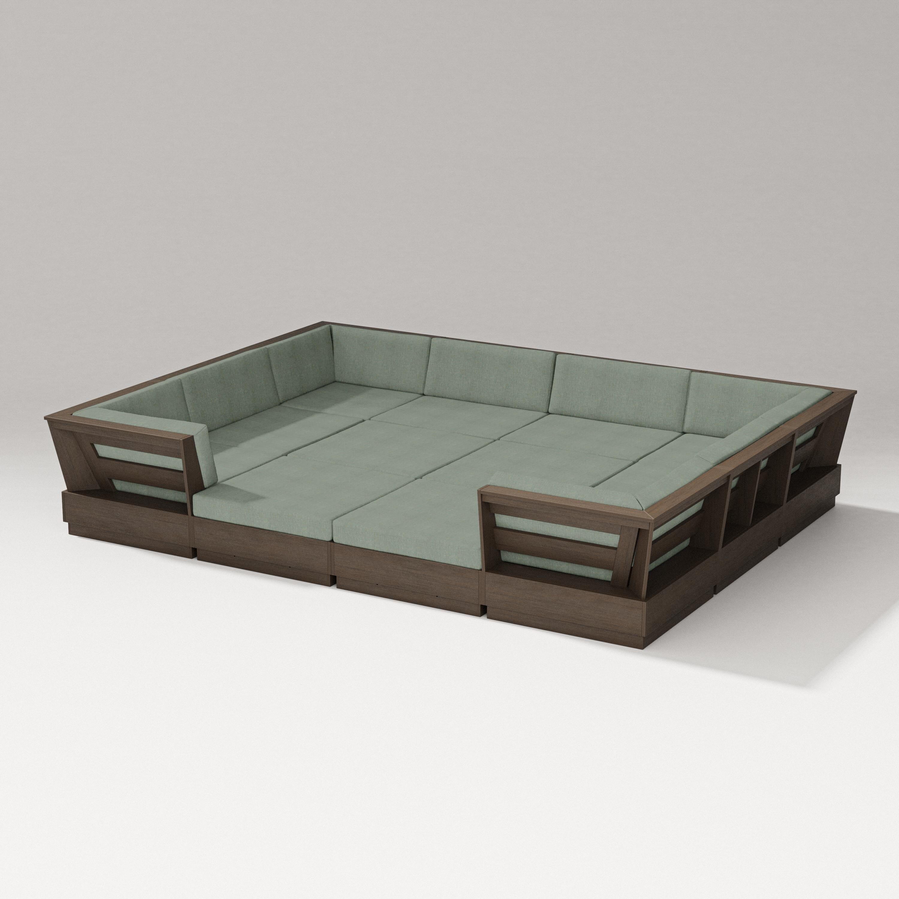 PW Designer Series Elevate 12-Piece Pit Sectional in Kona / Cast Sage