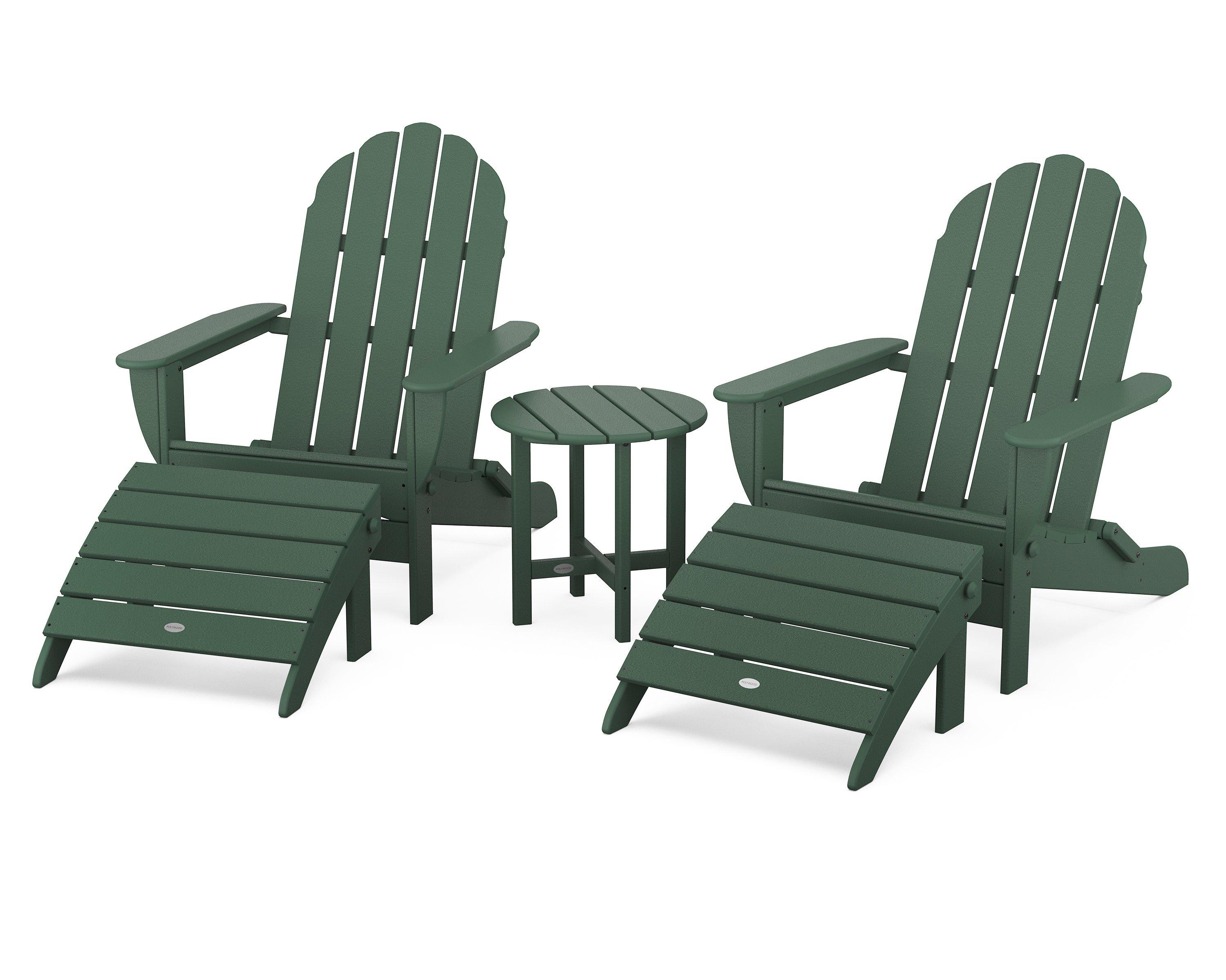 POLYWOOD® Classic Oversized Adirondack 5-Piece Casual Set in Green