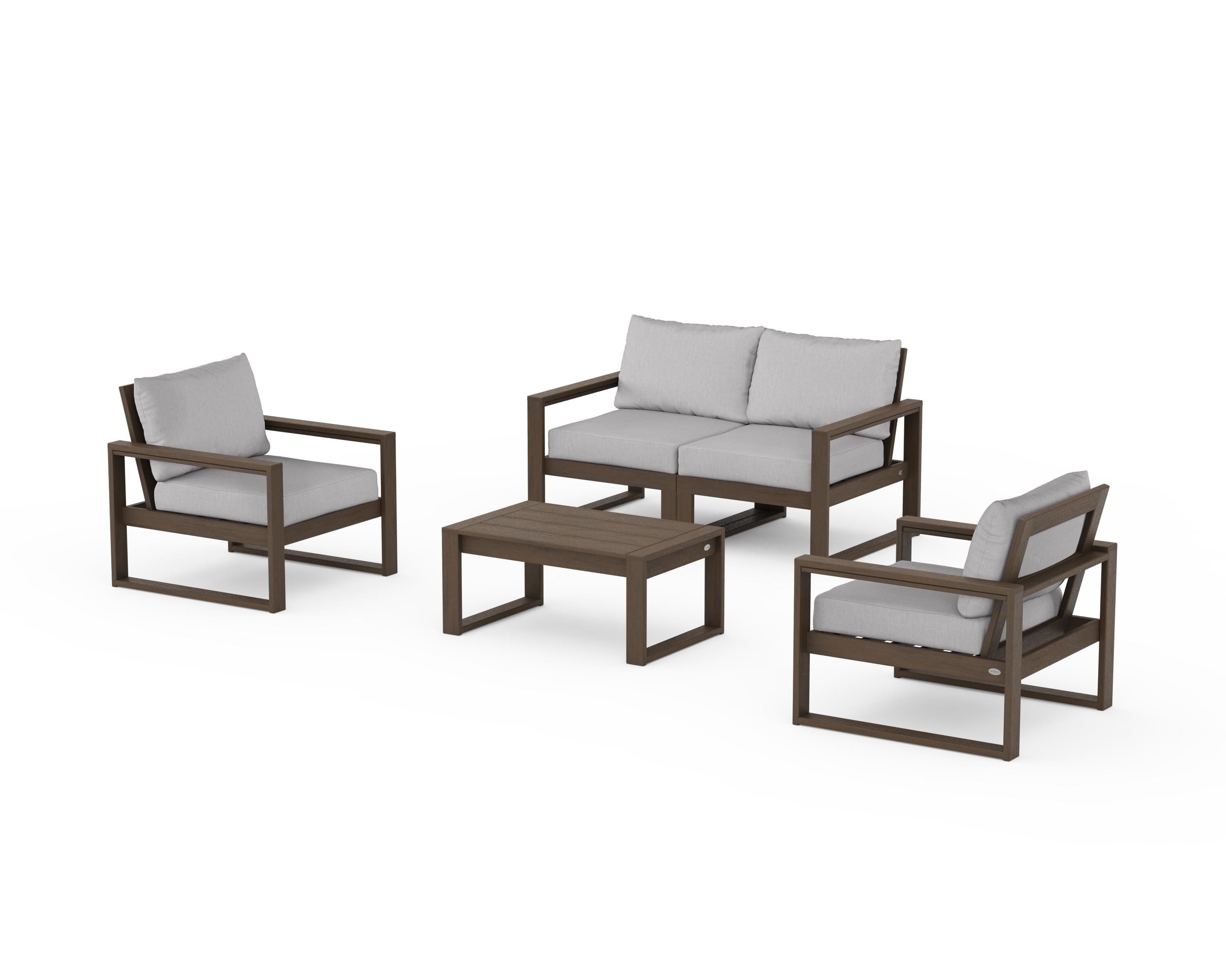 POLYWOOD EDGE Sectional 4-Piece Deep Seating Set with Loveseat in Kona / Granite