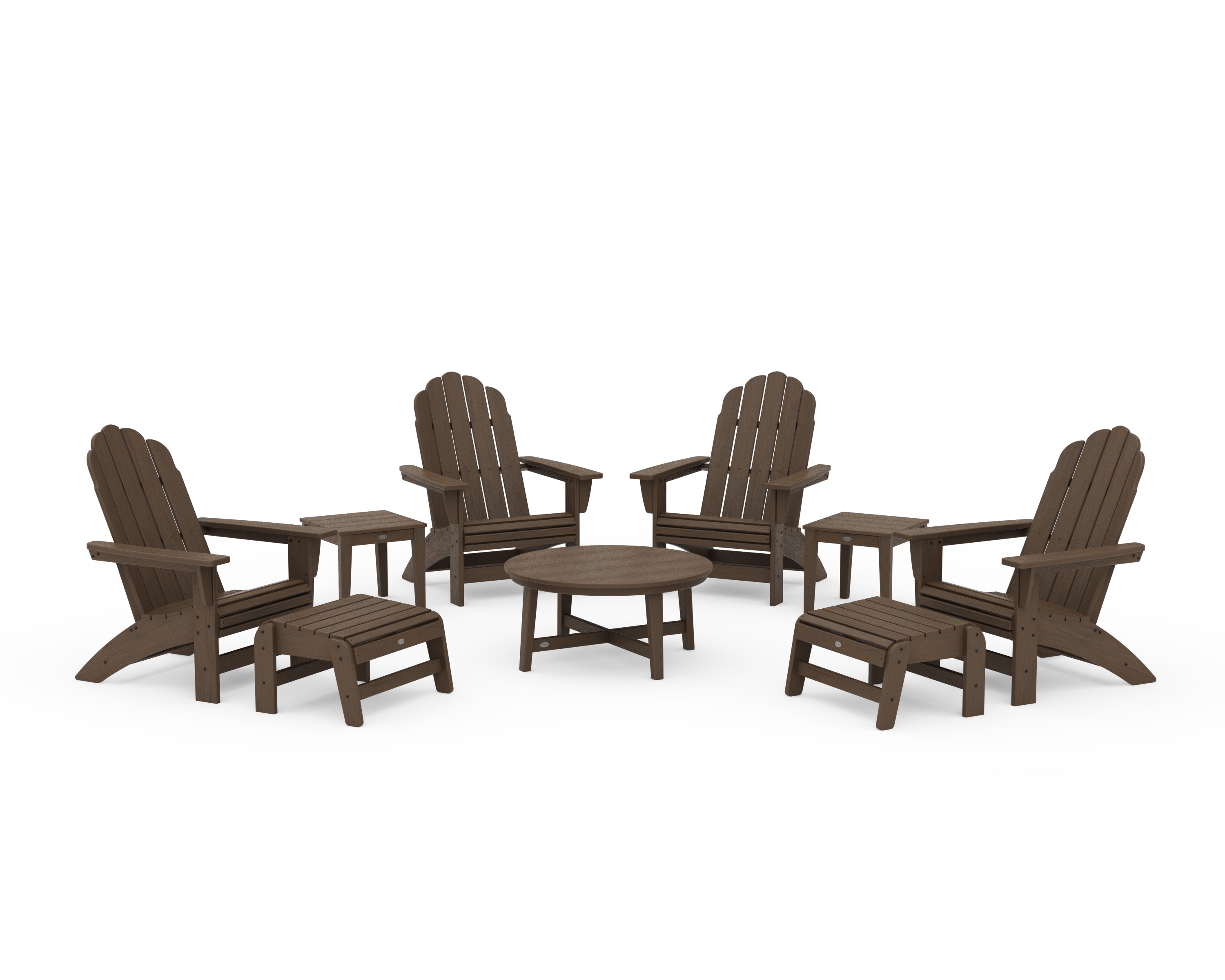 POLYWOOD Vineyard Grand Adirondack 9-Piece Conversation Set in Kona