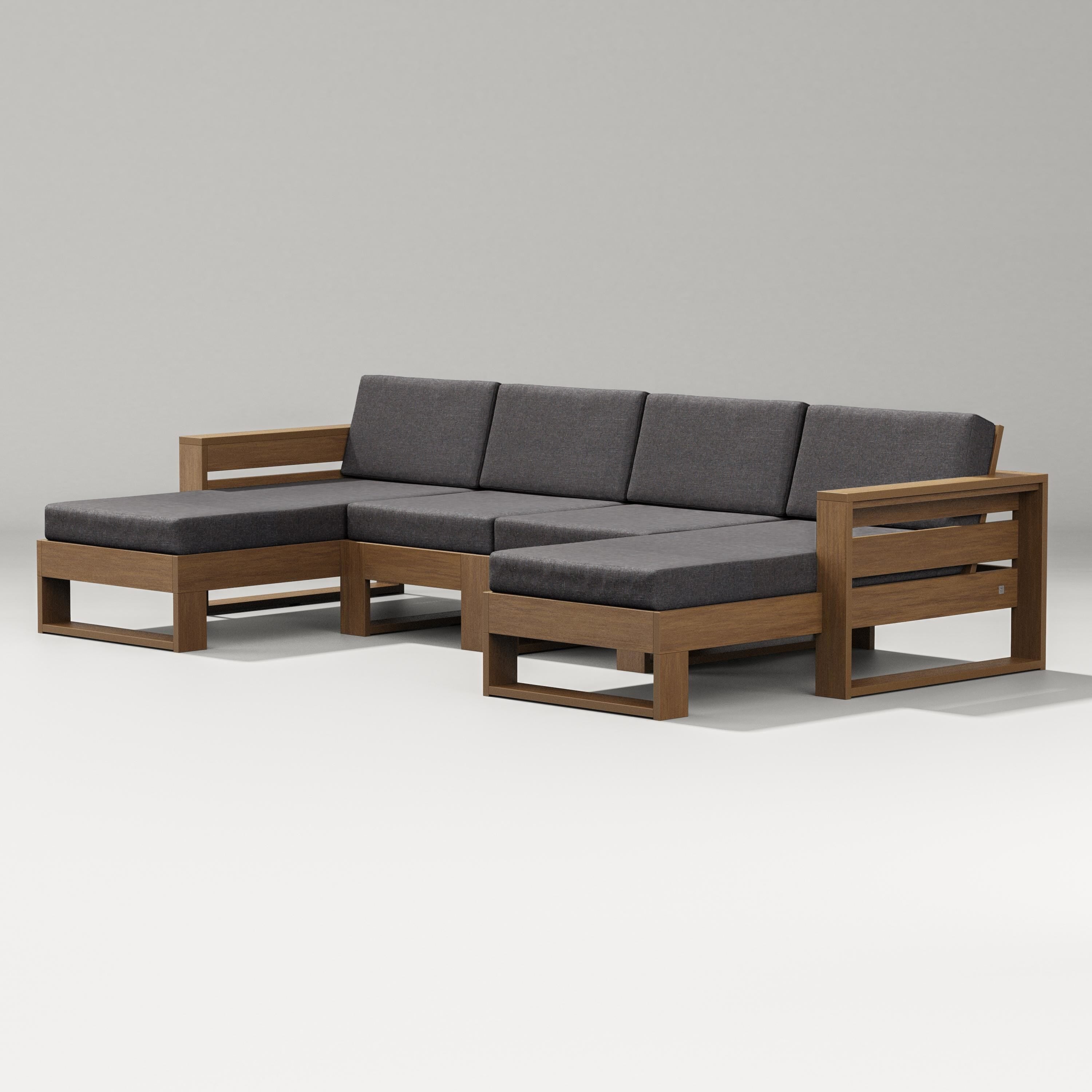 PW Designer Series Latitude Double Chaise Sectional in Natural / Ash Charcoal