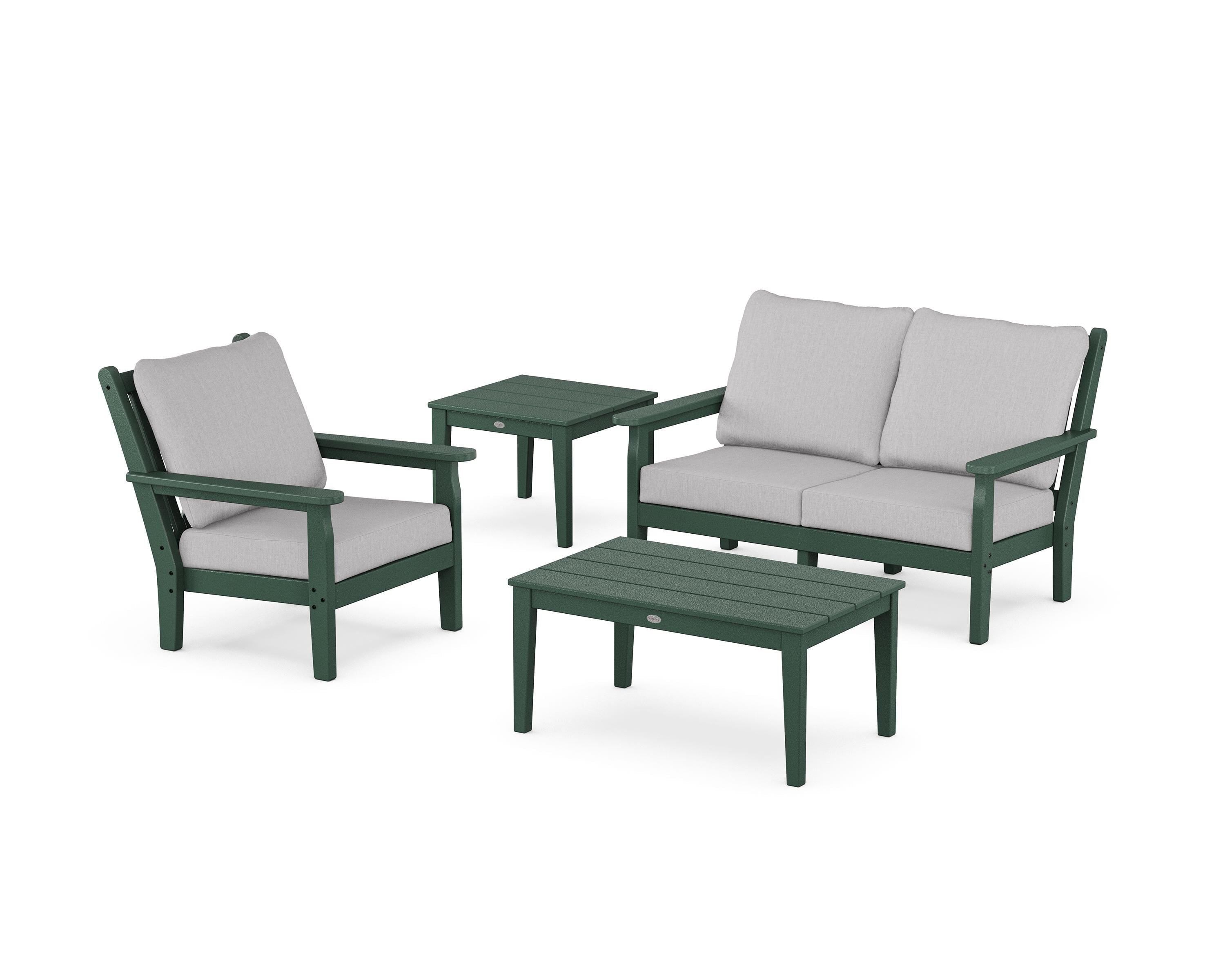 POLYWOOD Chippendale 4-Piece Deep Seating Set in Green / Granite