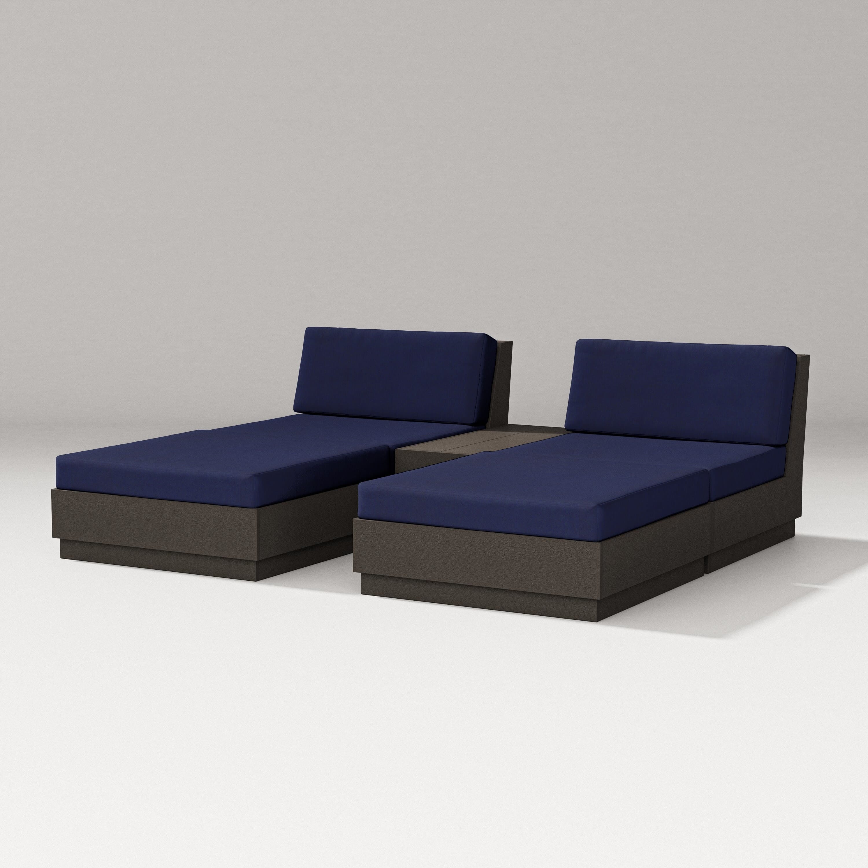 PW Designer Series Elevate Double Chaise Set in Vintage Coffee / Navy