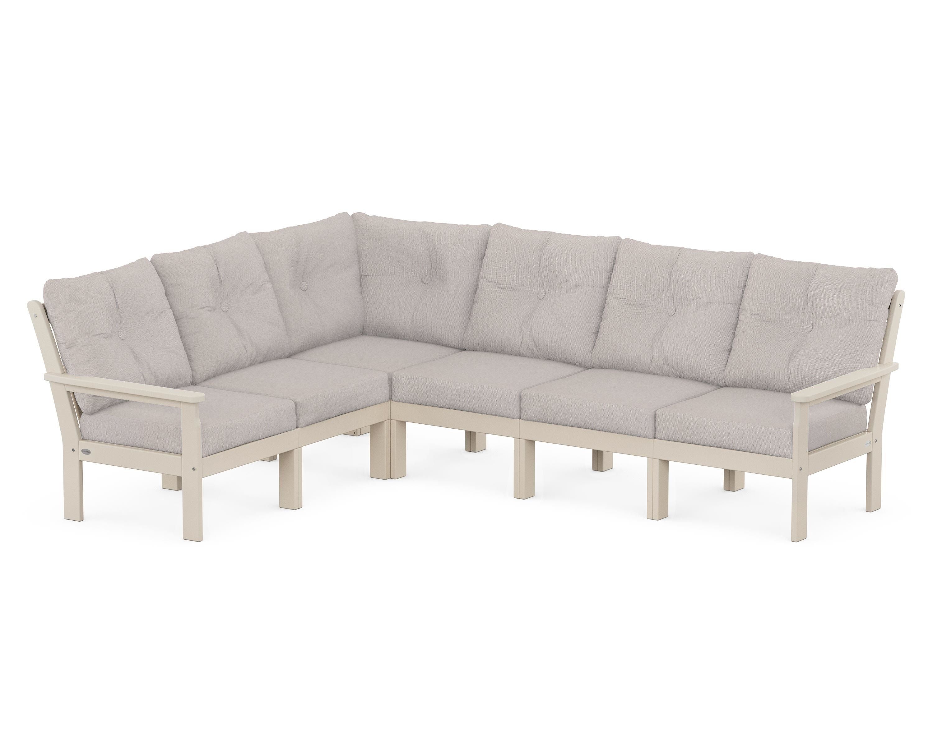 POLYWOOD Vineyard 6-Piece Sectional in Sand / Dune Burlap