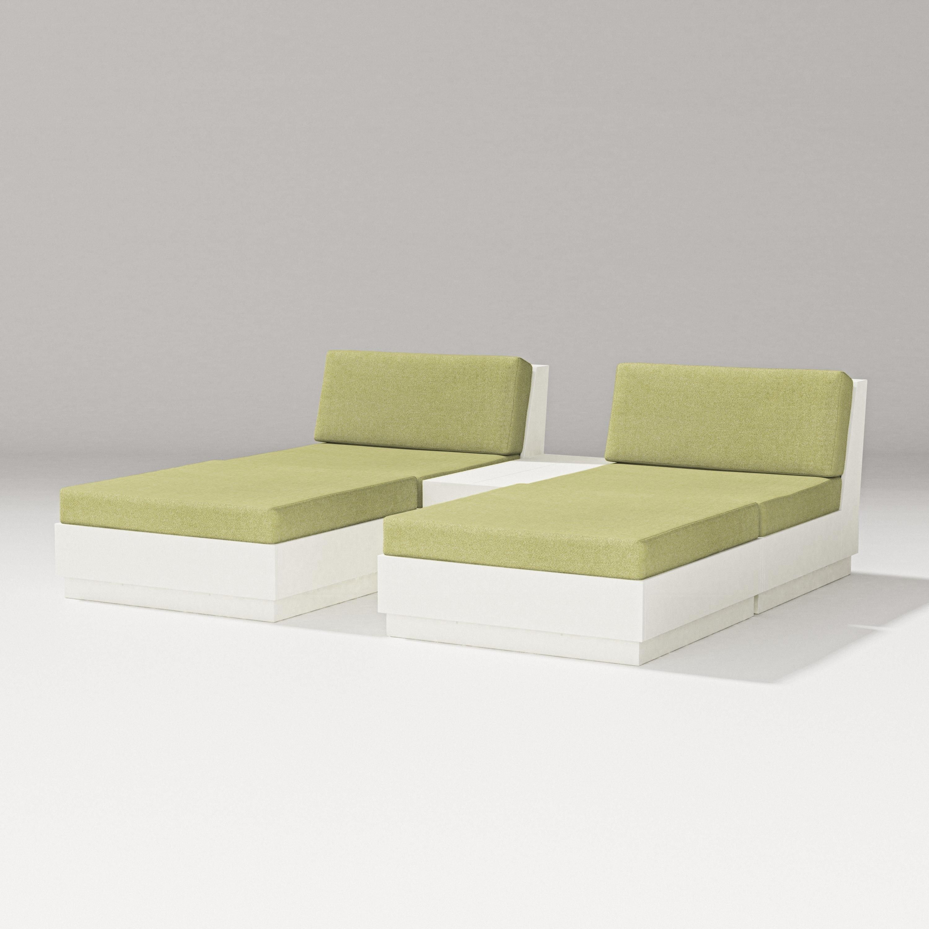PW Designer Series Elevate Double Chaise Set in Vintage White / Chartreuse Boucle