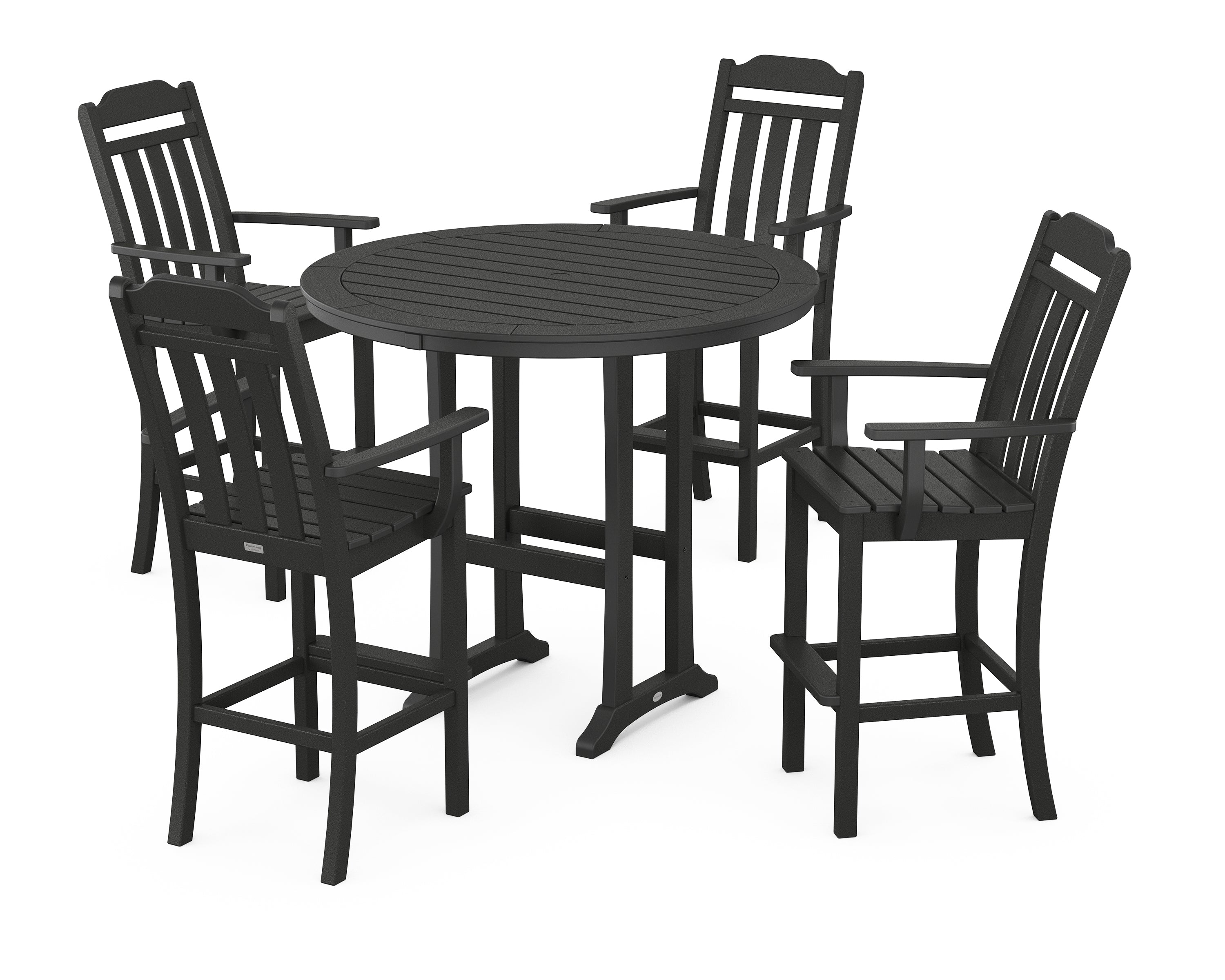 POLYWOOD Country Living 5-Piece Round Bar Set in Black