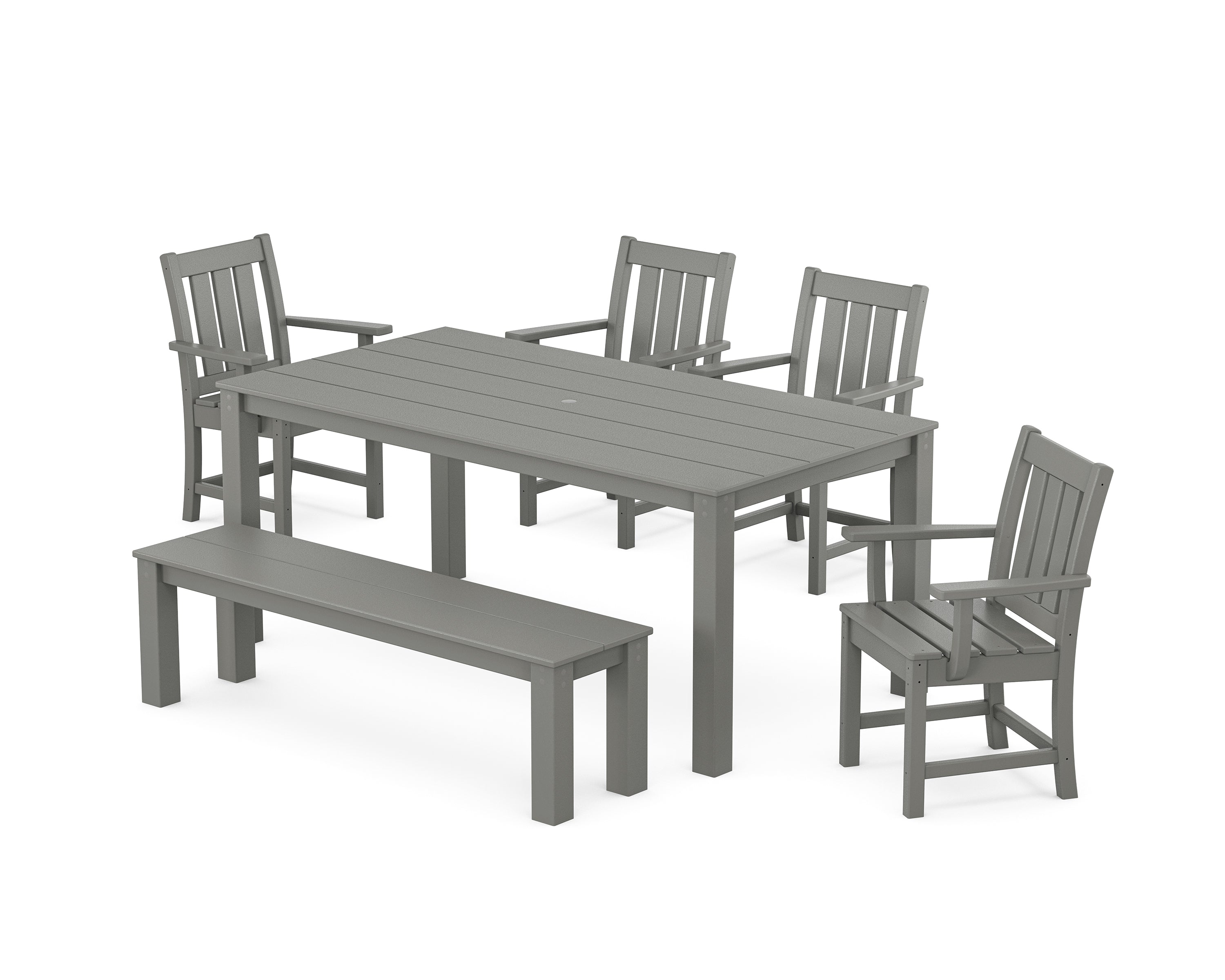 POLYWOOD® Oxford 6-Piece Parsons Dining Set with Bench in Slate Grey