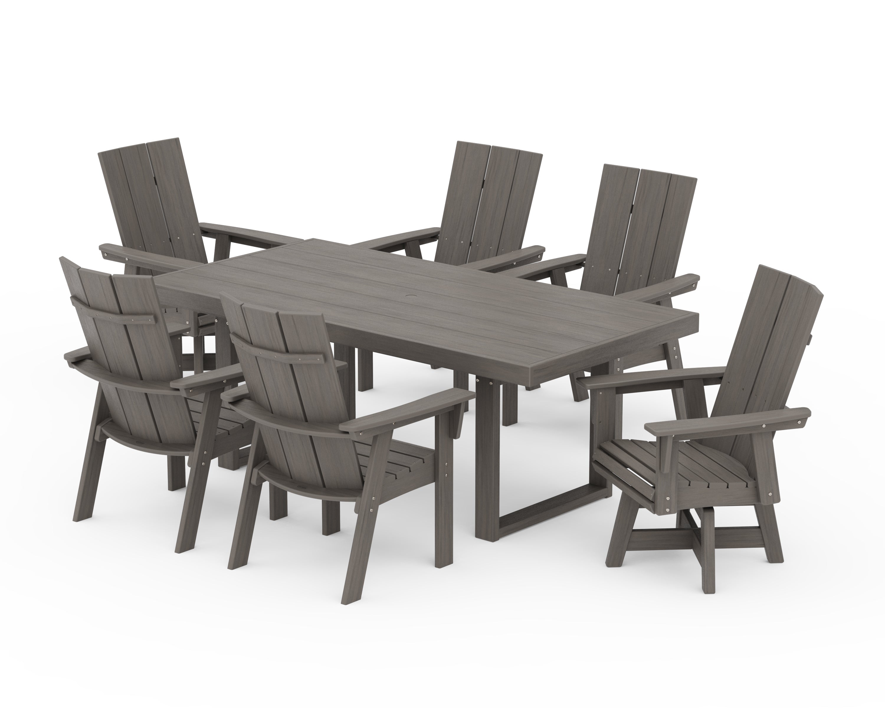 POLYWOOD Modern Adirondack 7-Piece Dining Set in Driftwood