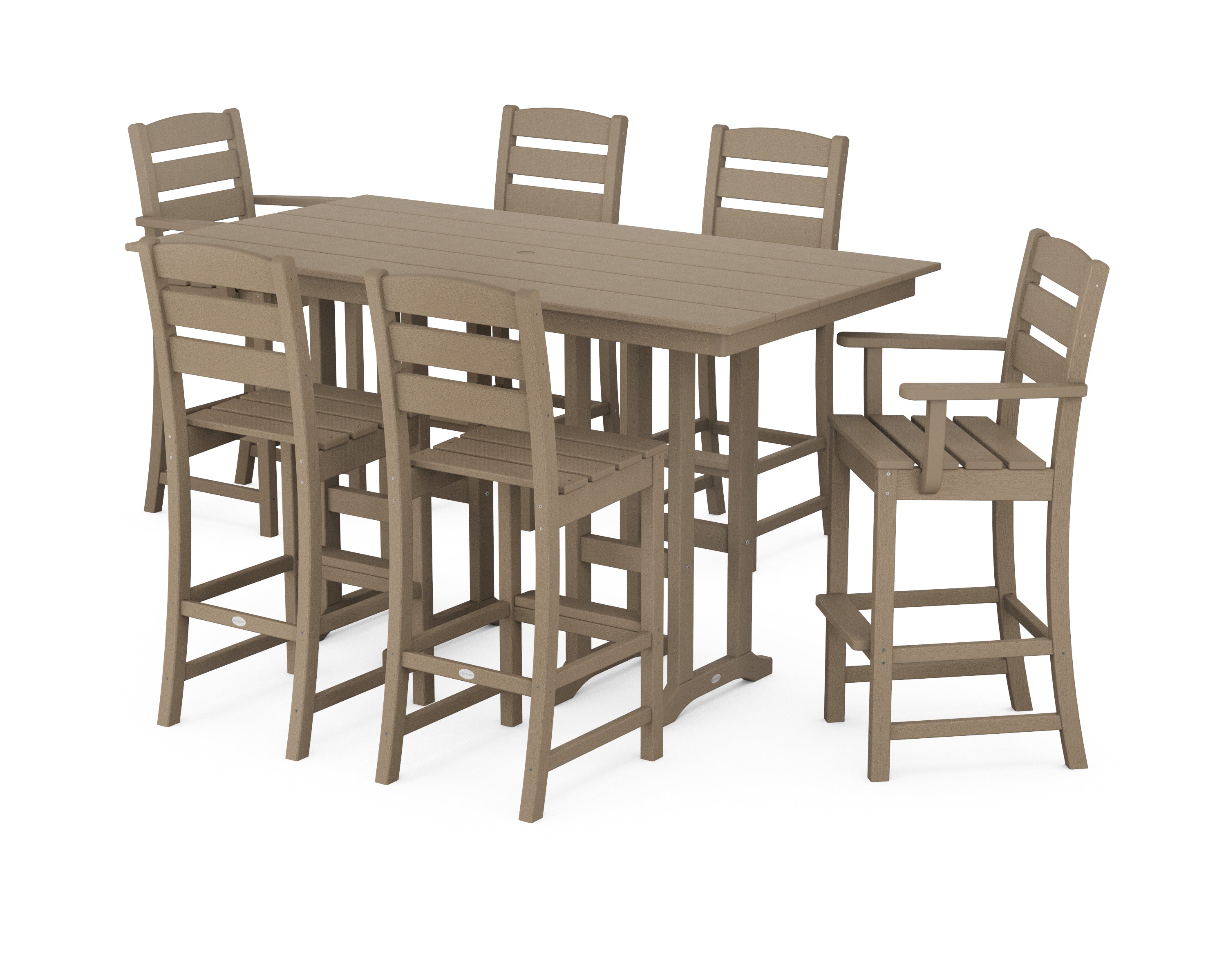 POLYWOOD® Lakeside 7-Piece Bar Set in Vintage Sahara