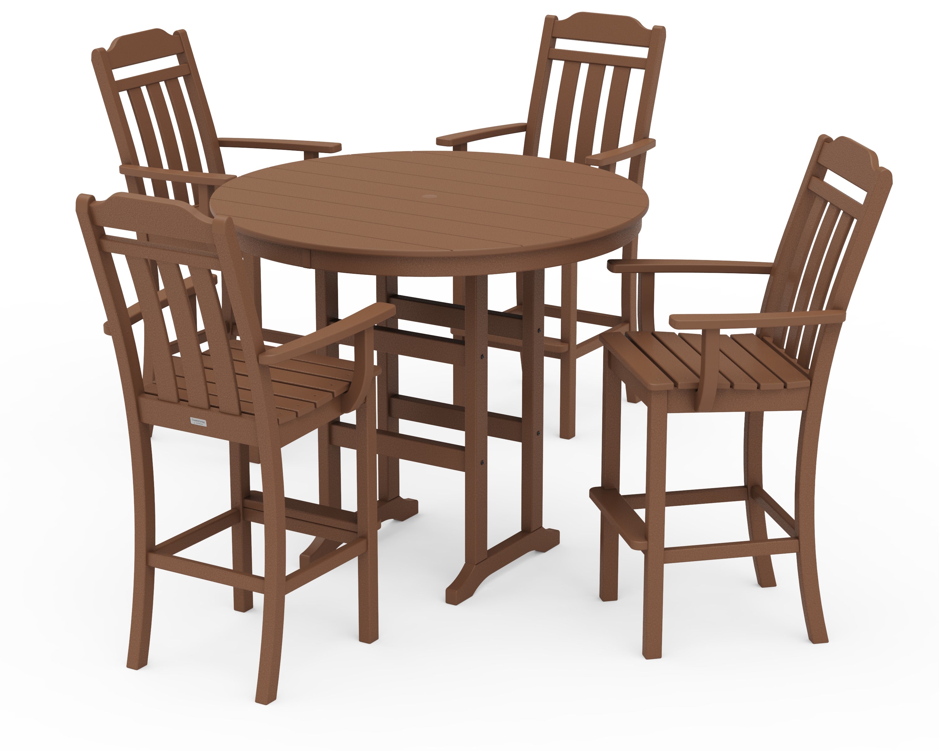 Country Living Cottage 5-Piece Round Farmhouse Bar Set in Teak