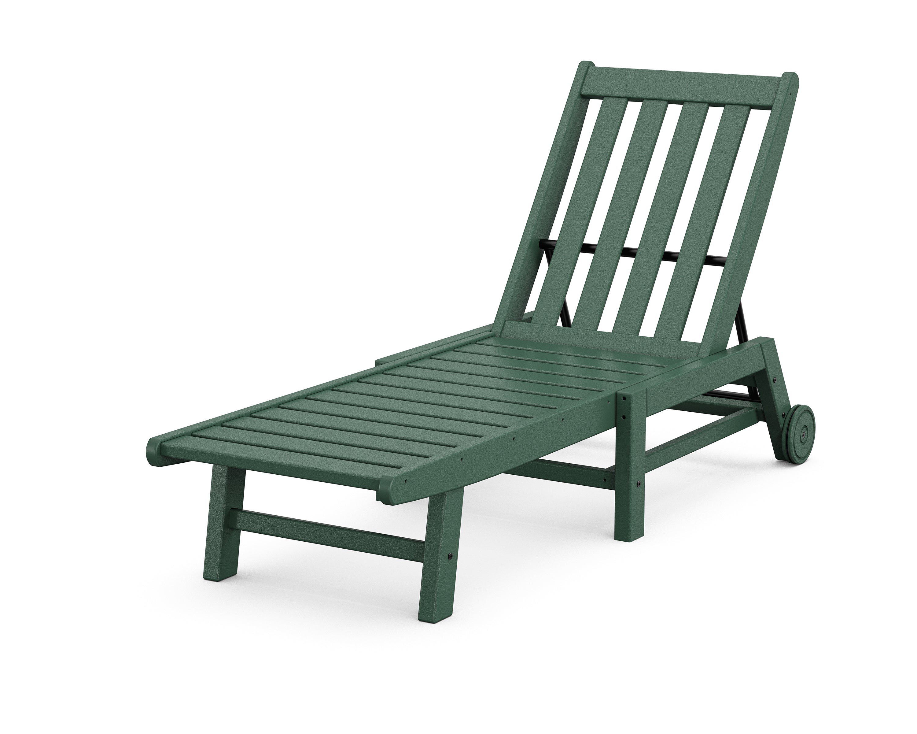 POLYWOOD® Vineyard Chaise with Wheels in Green