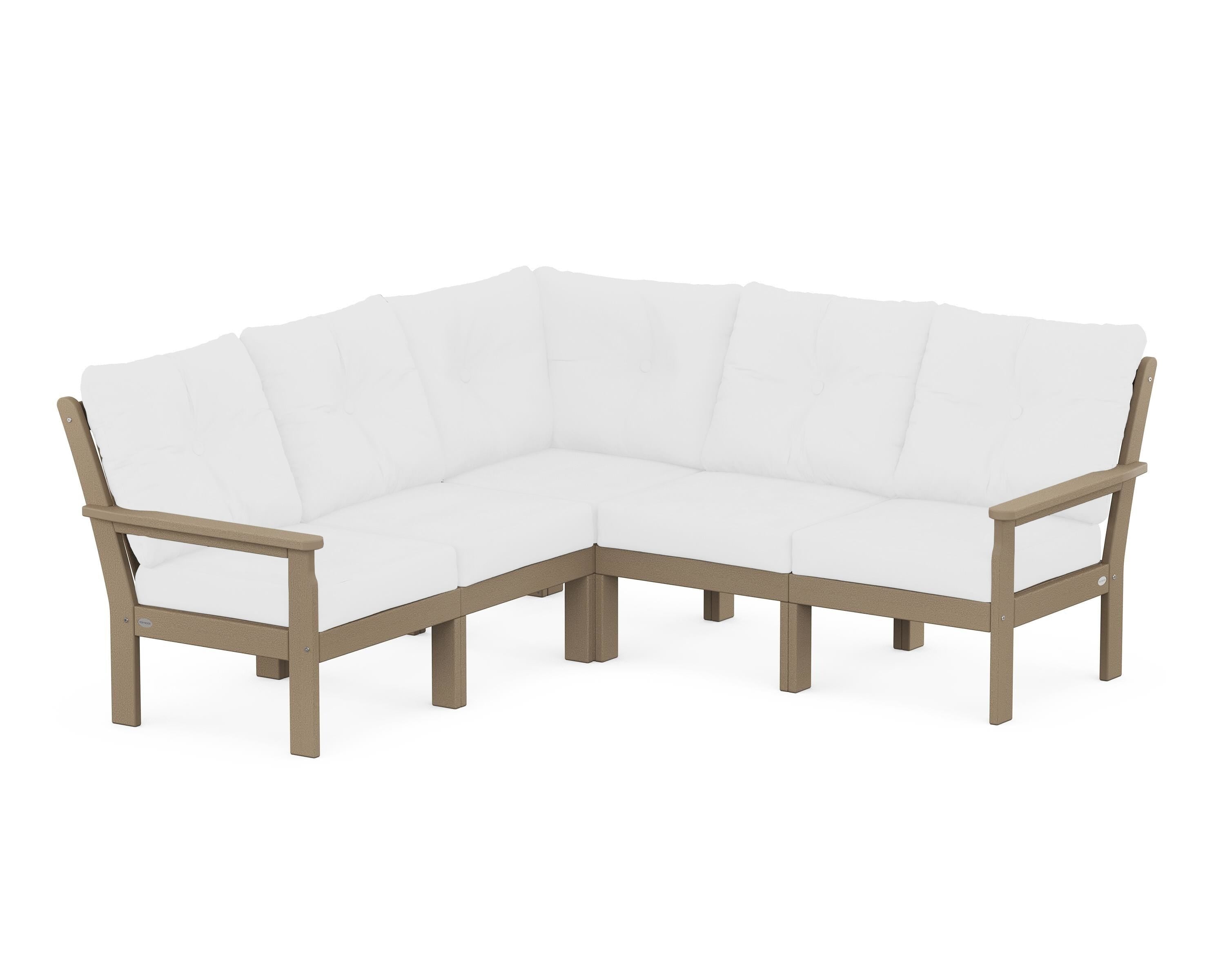 POLYWOOD Vineyard 5-Piece Sectional in Vintage Sahara / Natural