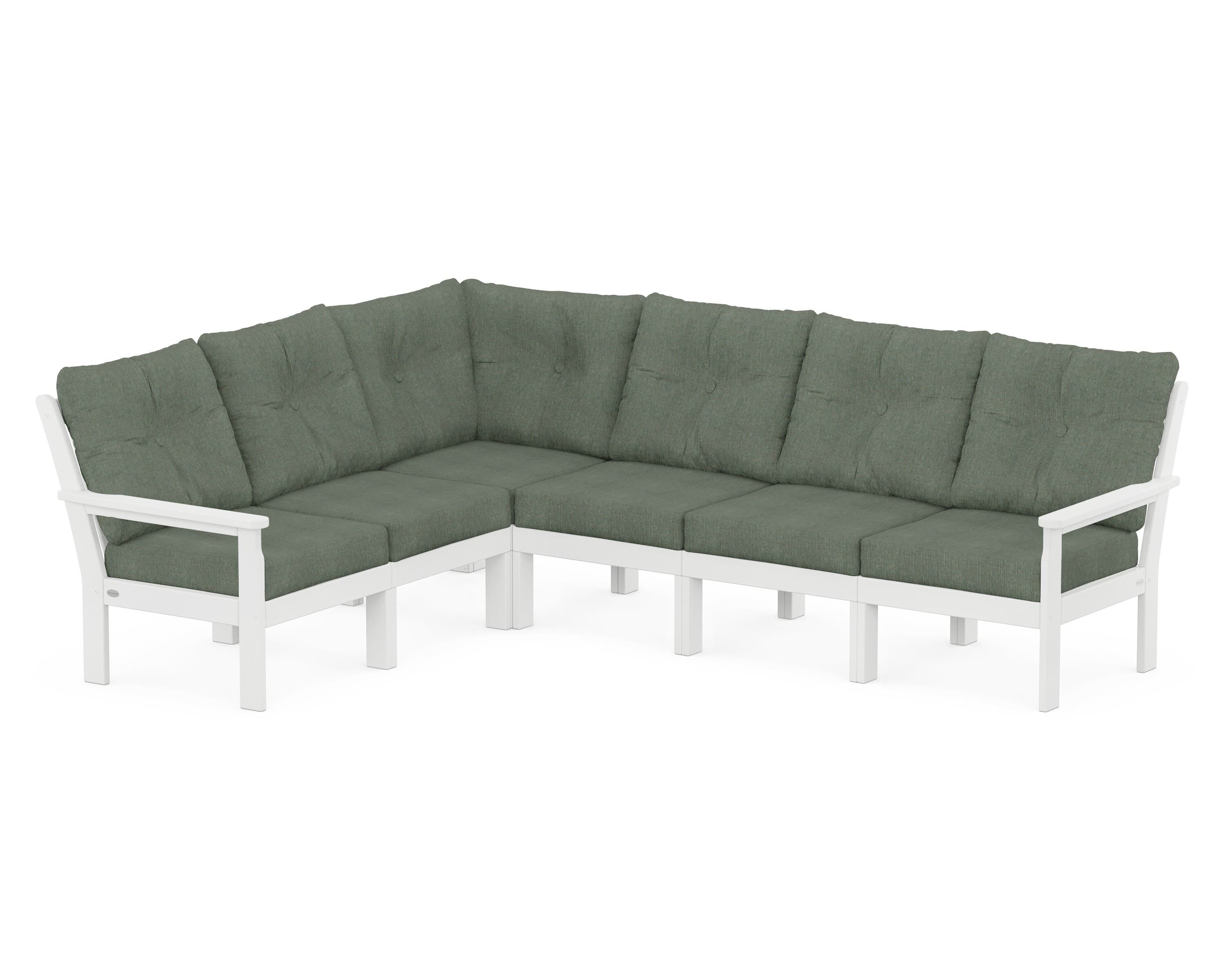POLYWOOD Vineyard 6-Piece Sectional in White / Cast Sage