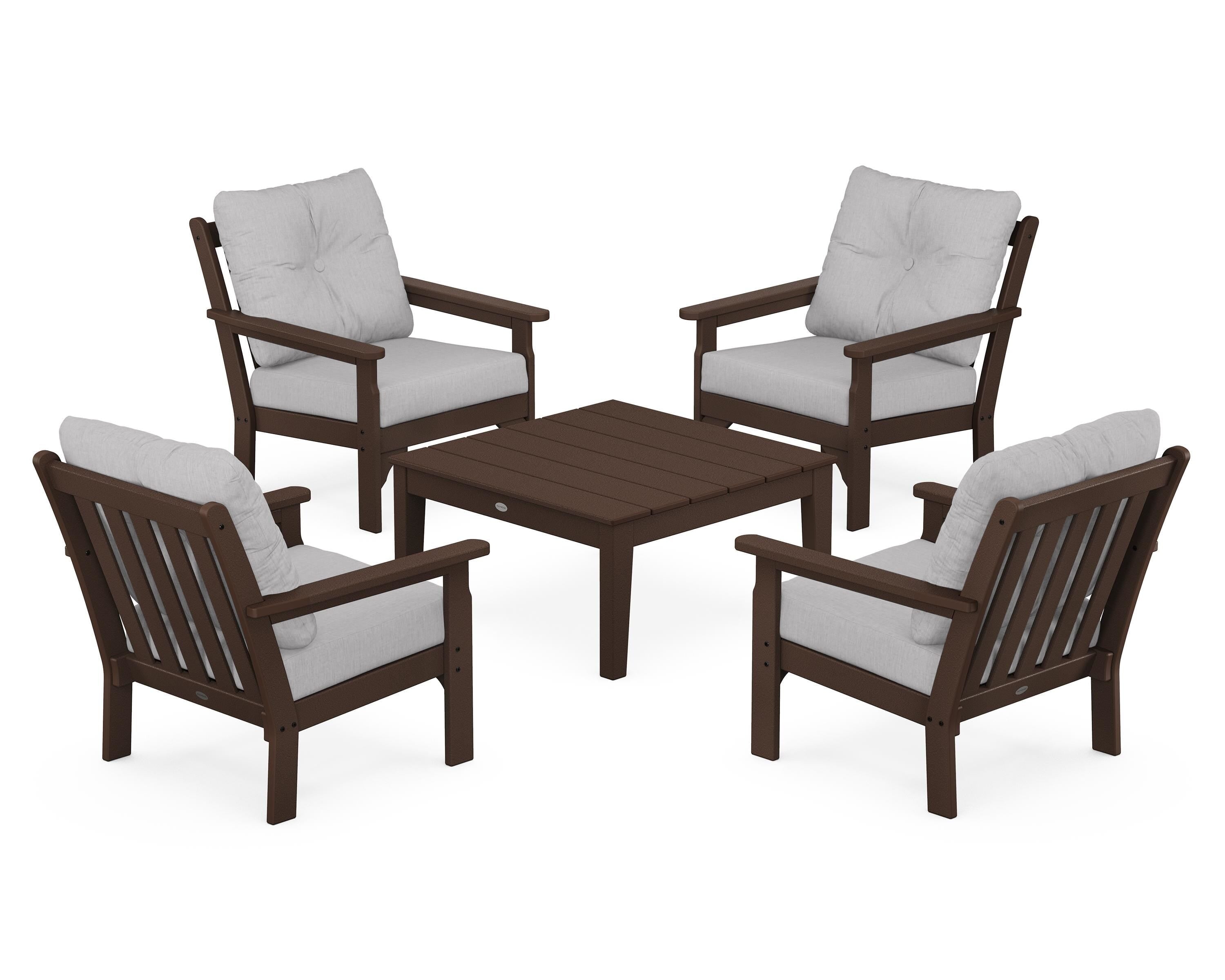POLYWOOD Vineyard 5-Piece Deep Seating Conversation Set in Mahogany / Granite