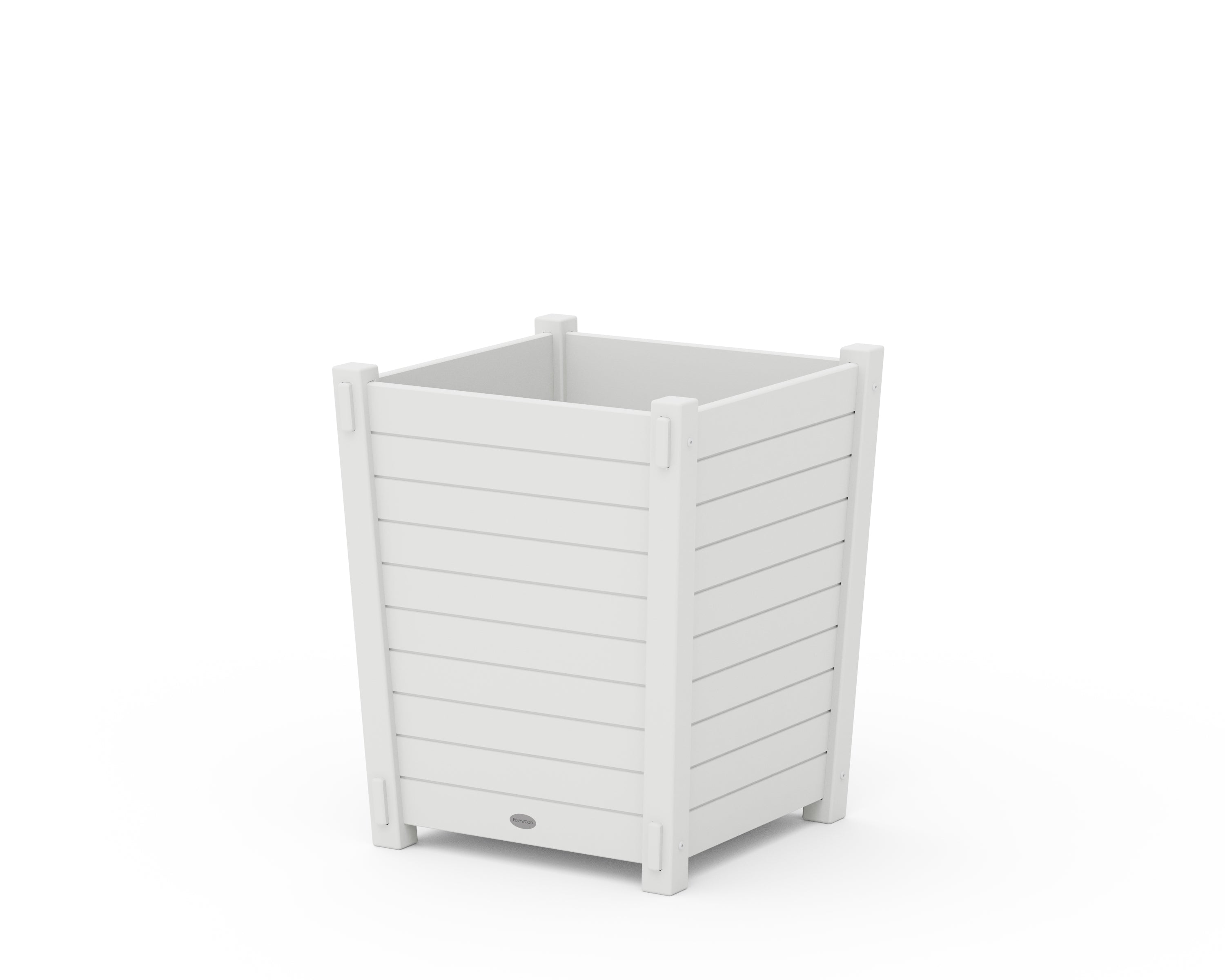 POLYWOOD Nautical Large Tapered Square Short Planter Box in White