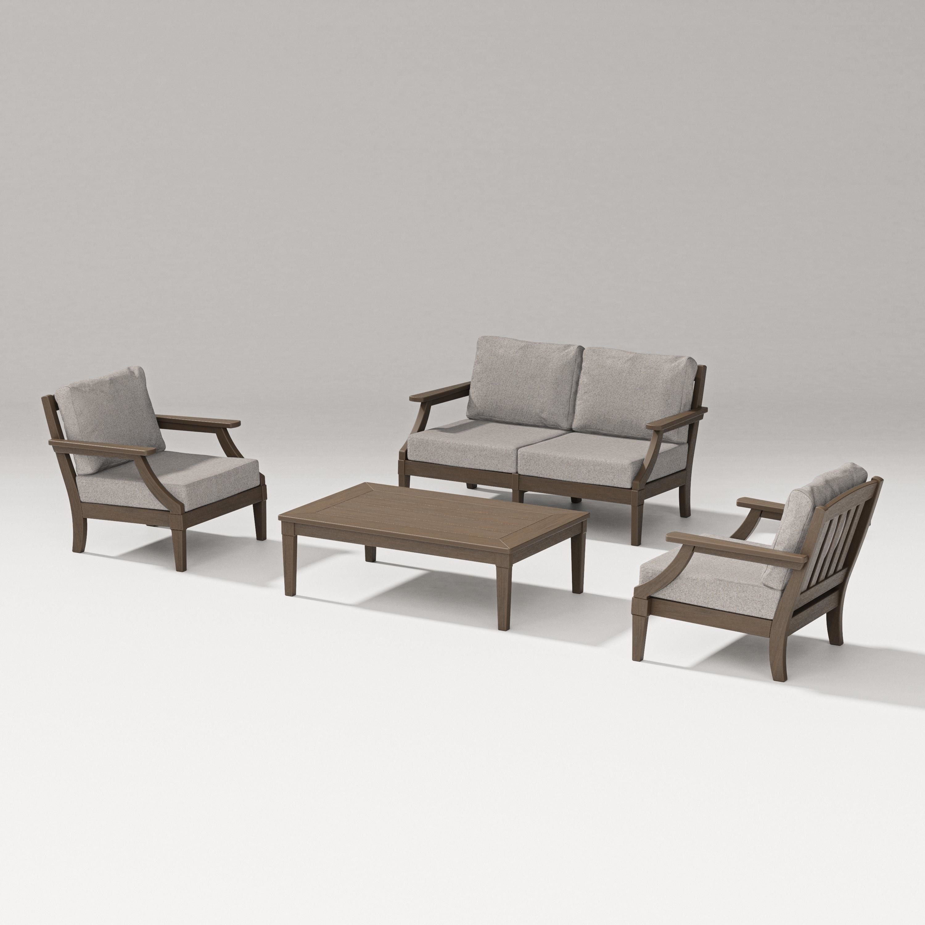 PW Designer Series Estate Lounge 4-Piece Loveseat Set in Kona / Weathered Tweed