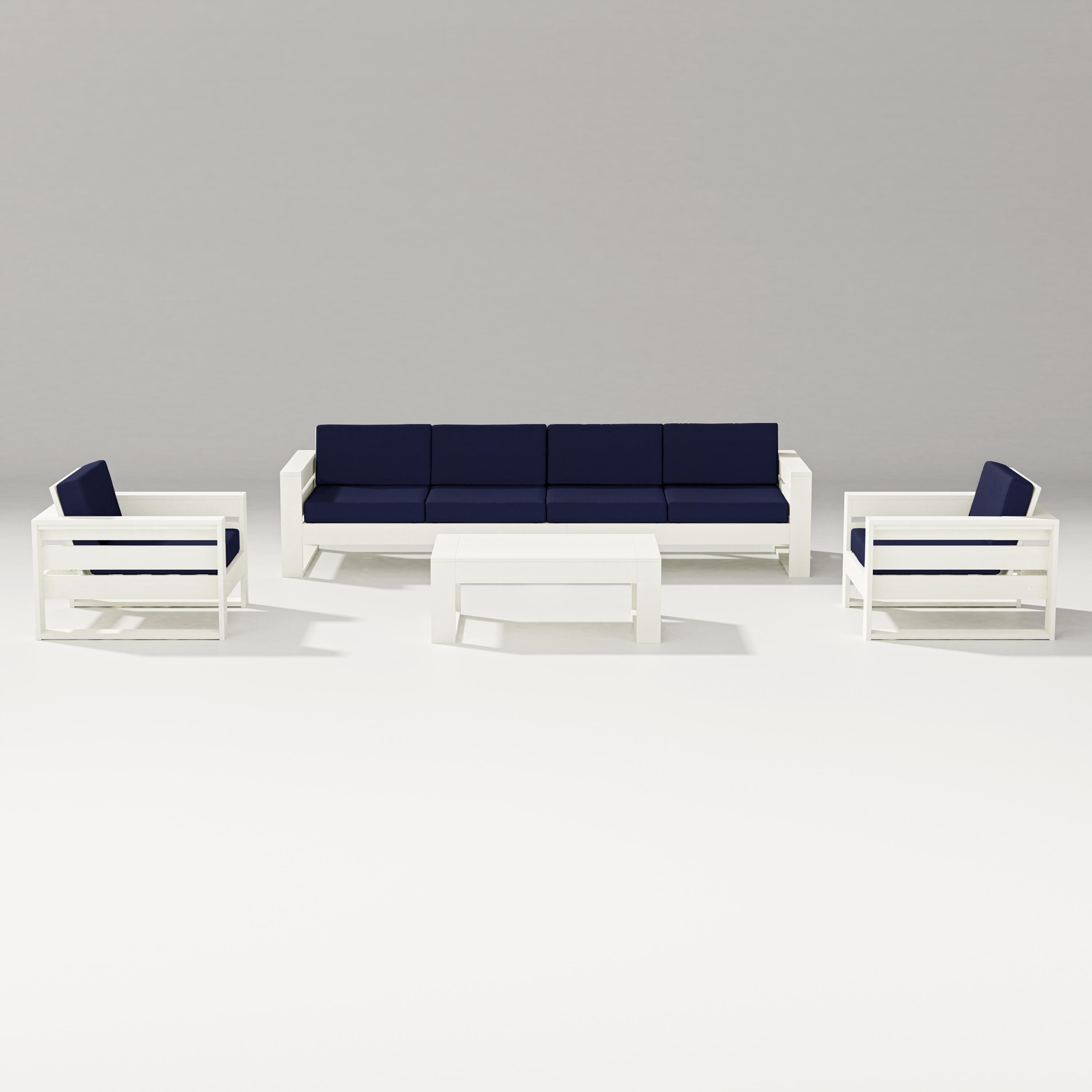 PW Designer Series Latitude 5-Piece Lounge Sofa Set in Vintage White / Navy