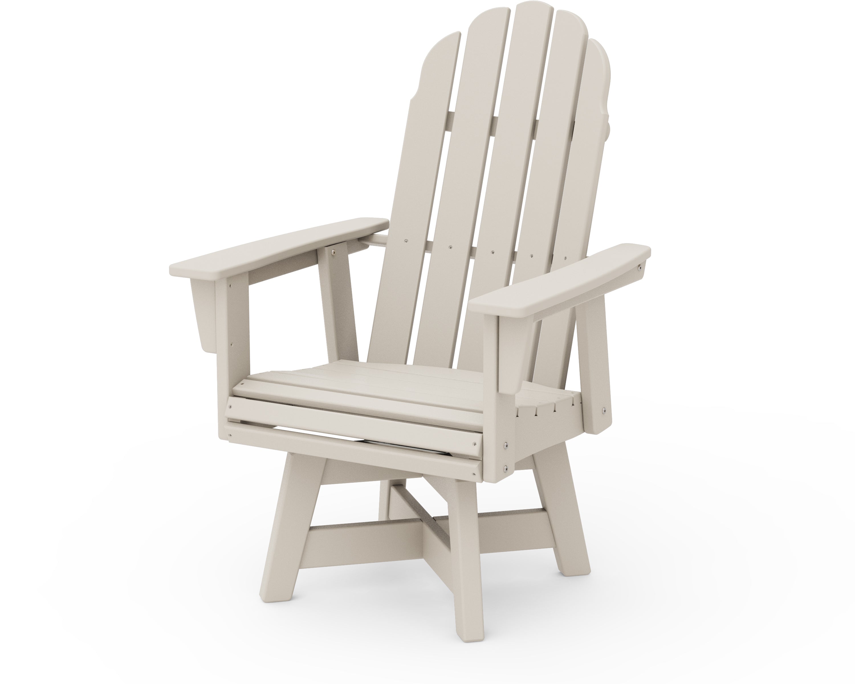 POLYWOOD Vineyard Curveback Adirondack Swivel Dining Chair in Sand