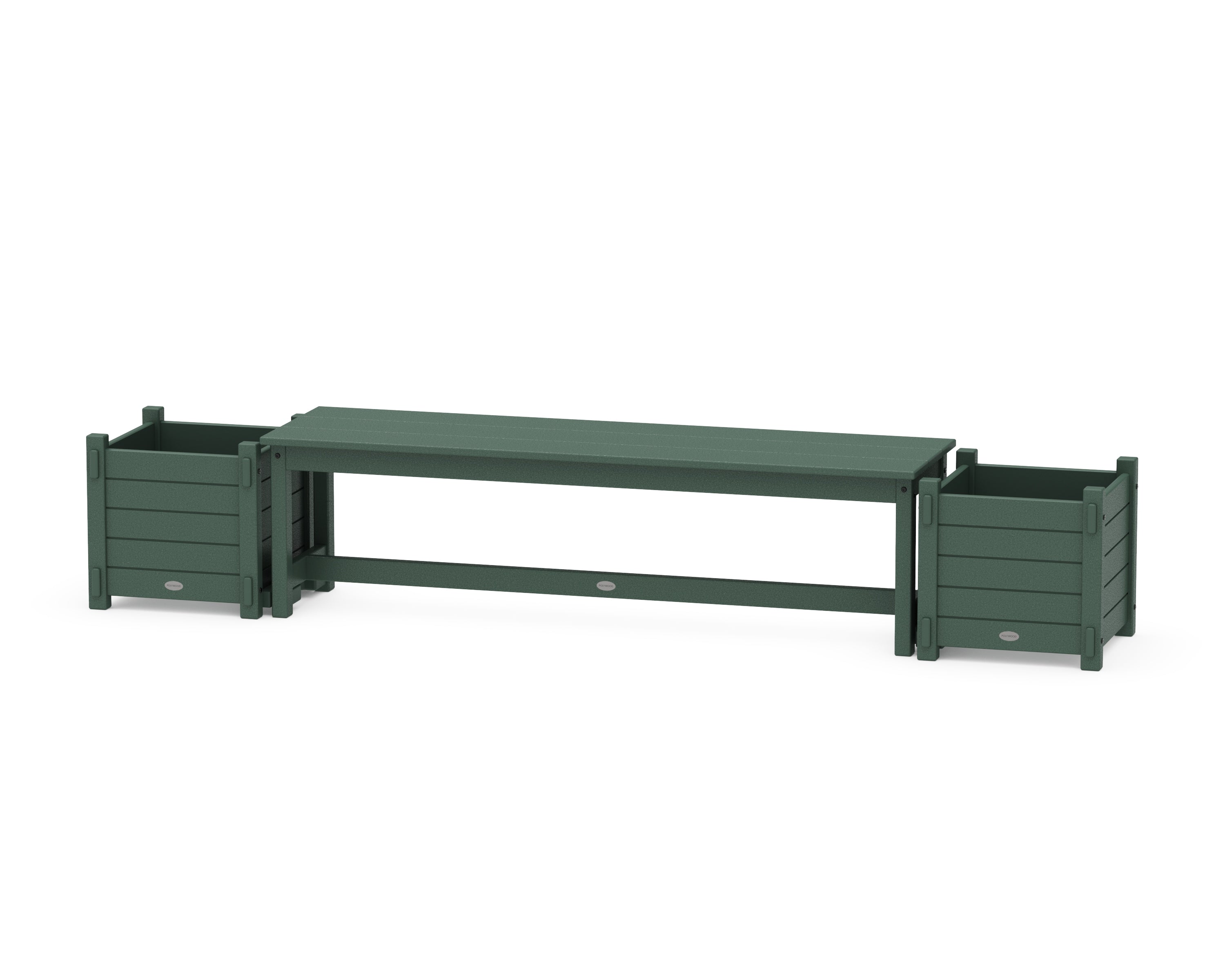 POLYWOOD 60" Nautical Straight Planter Bench Set in Green
