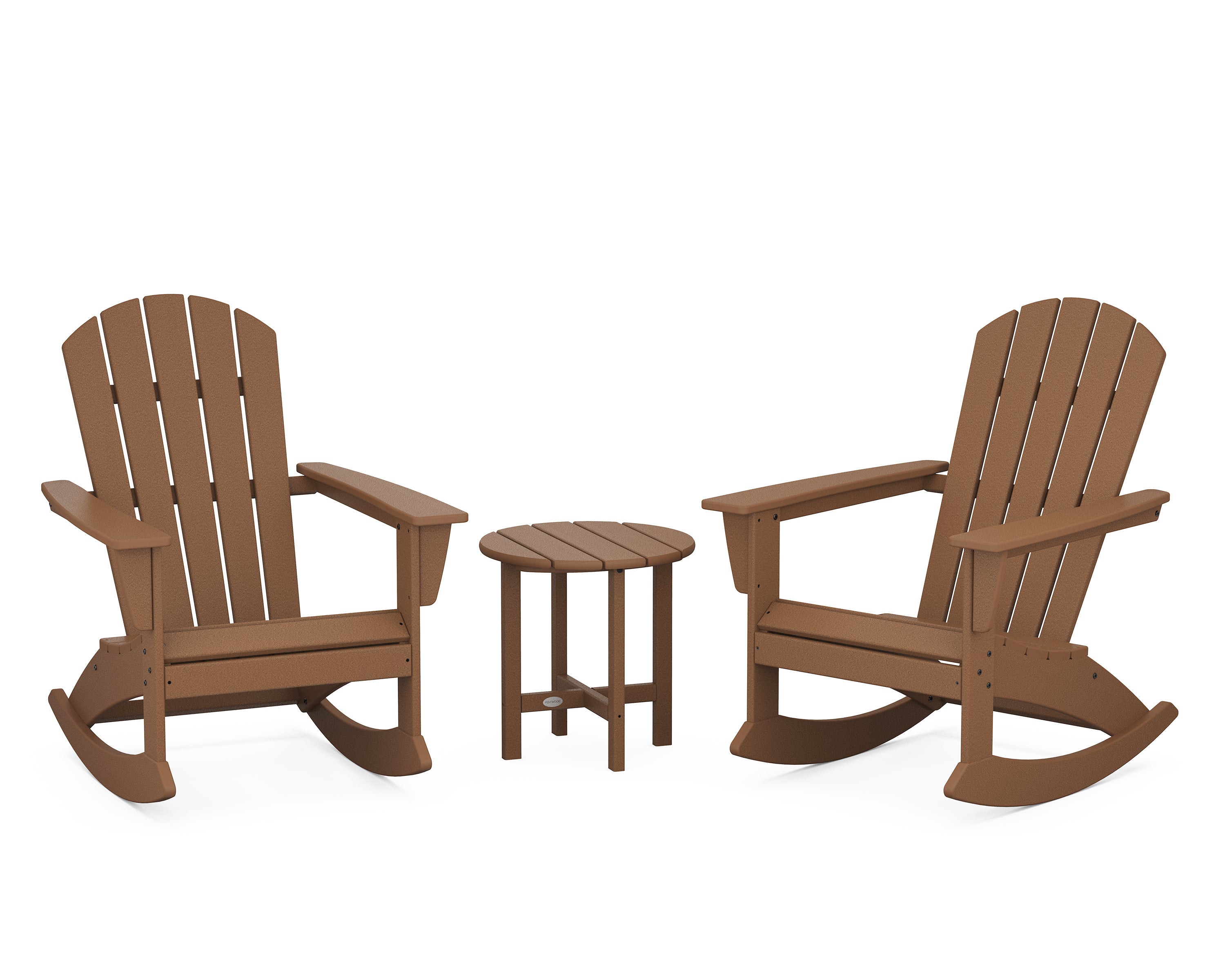 POLYWOOD® Nautical 3-Piece Adirondack Rocking Chair Set in Teak