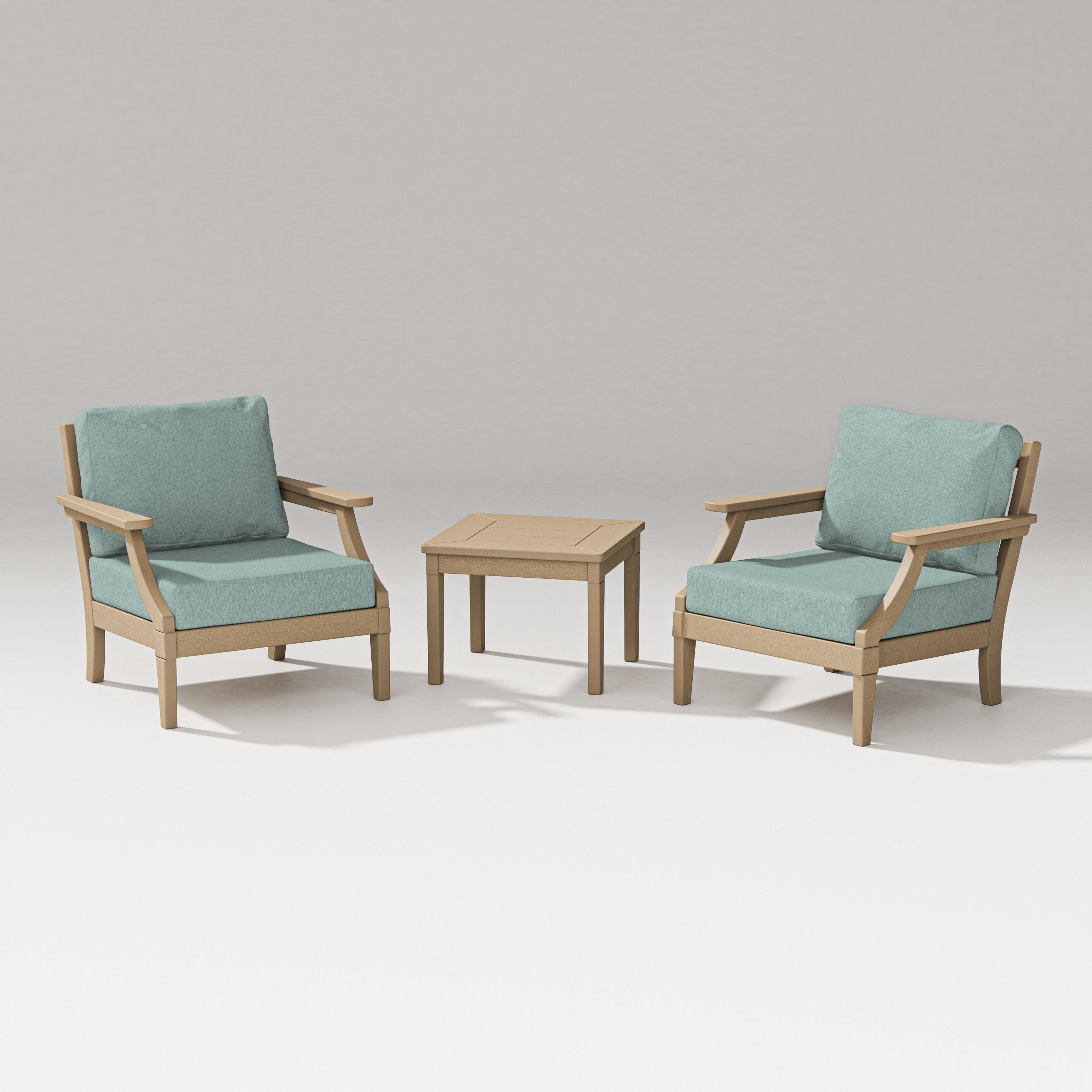 PW Designer Series Estate 3-Piece Lounge Chair Set in Vintage Sahara / Glacier Spa
