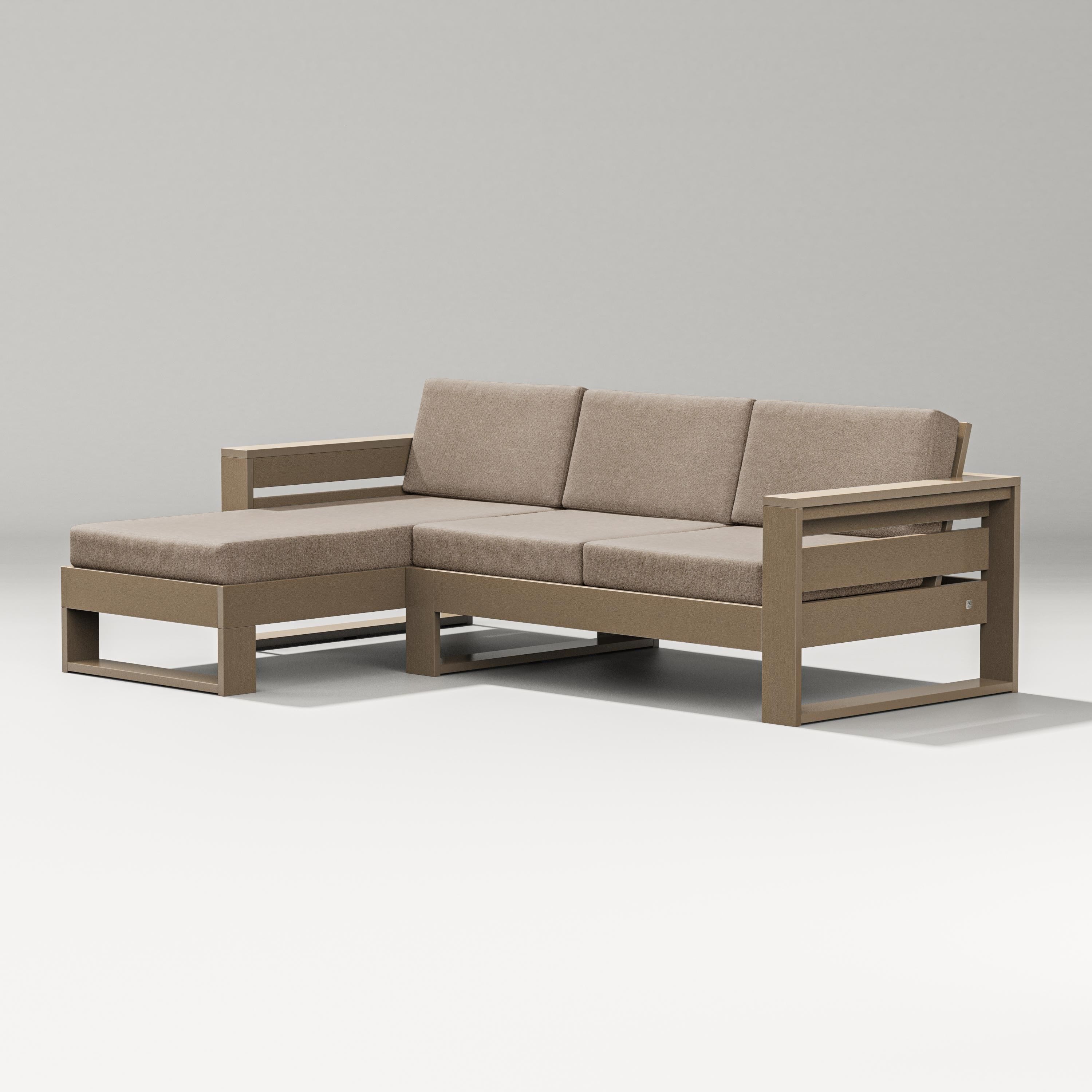 PW Designer Series Latitude Left Chaise Sectional in Vintage Sahara / Spiced Burlap