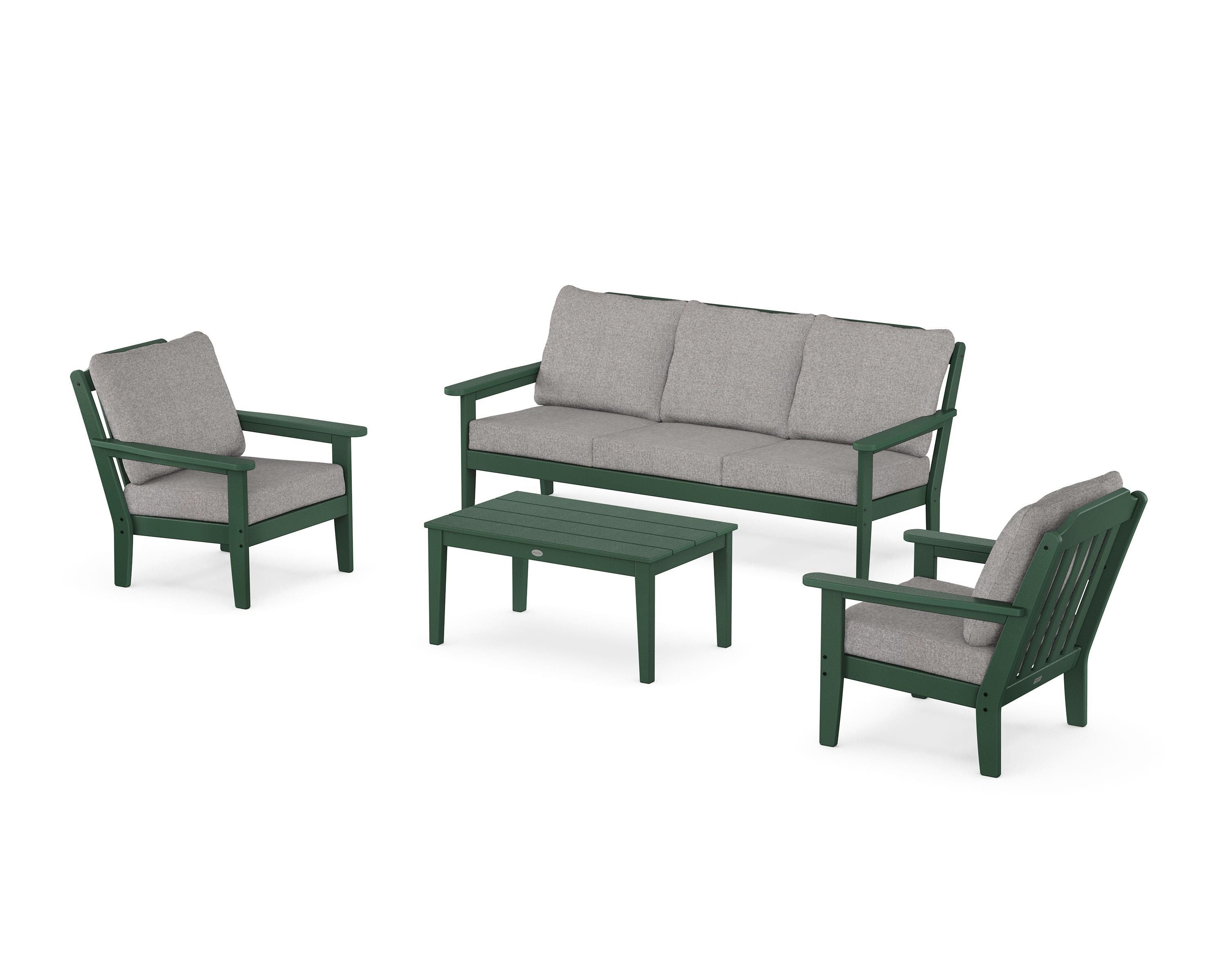 Country Living Cottage 4-Piece Deep Seating Set with Sofa in Green / Grey Mist